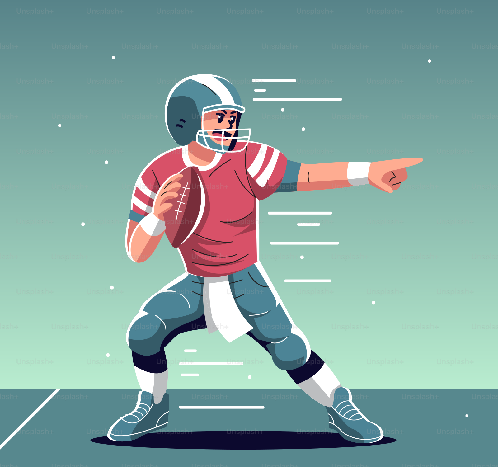 A cartoon of a football player throwing a ball