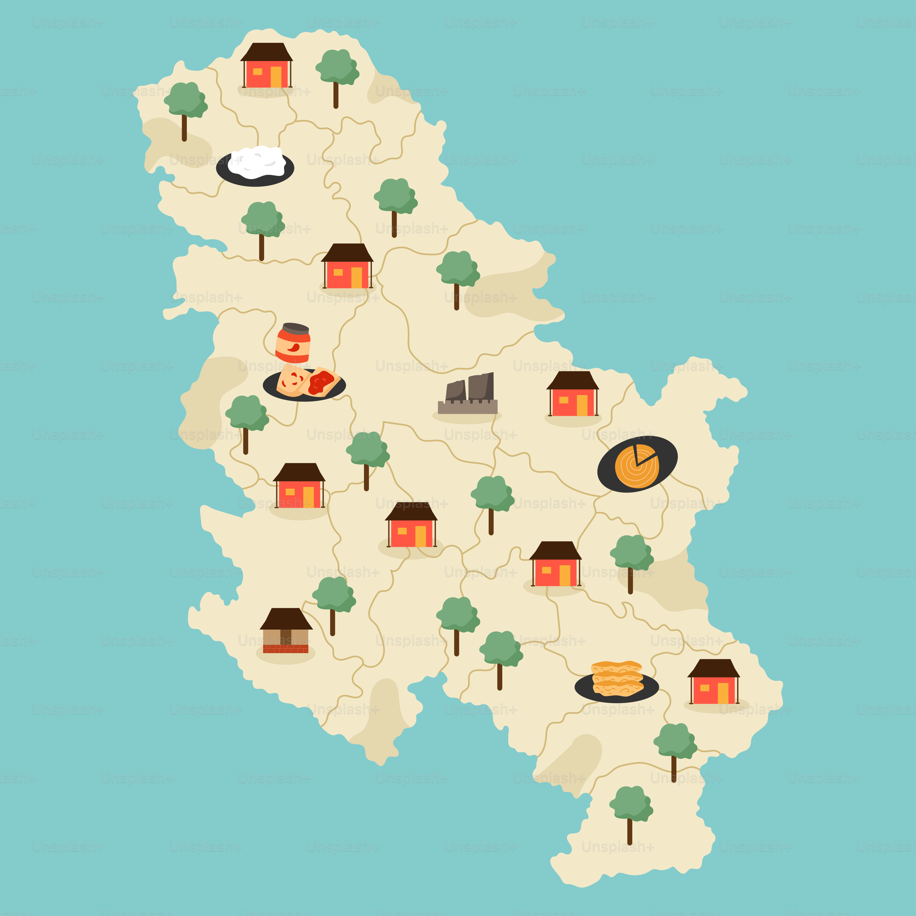 A map of ireland with a lot of houses on it
