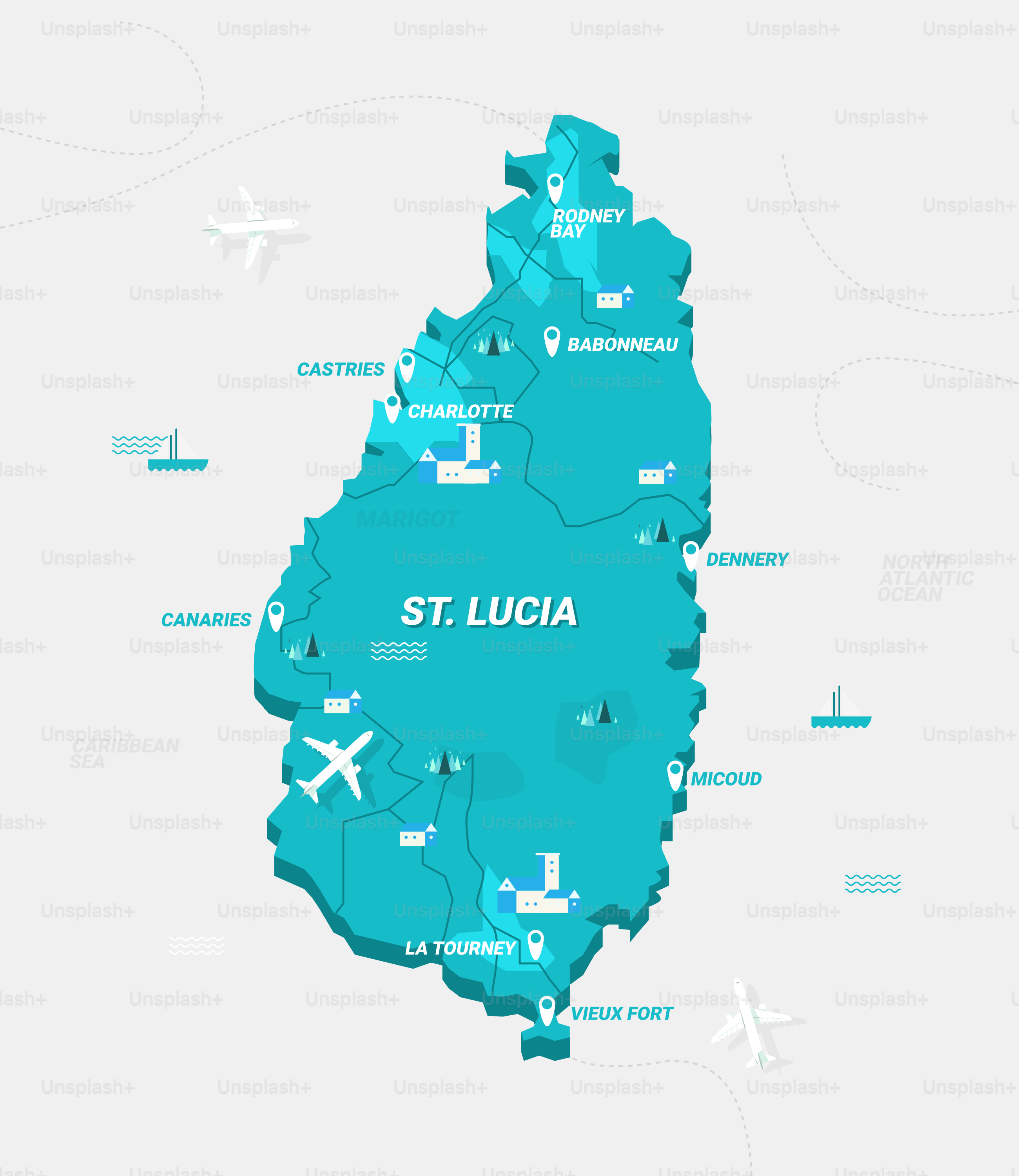 A map of the state of st lucia