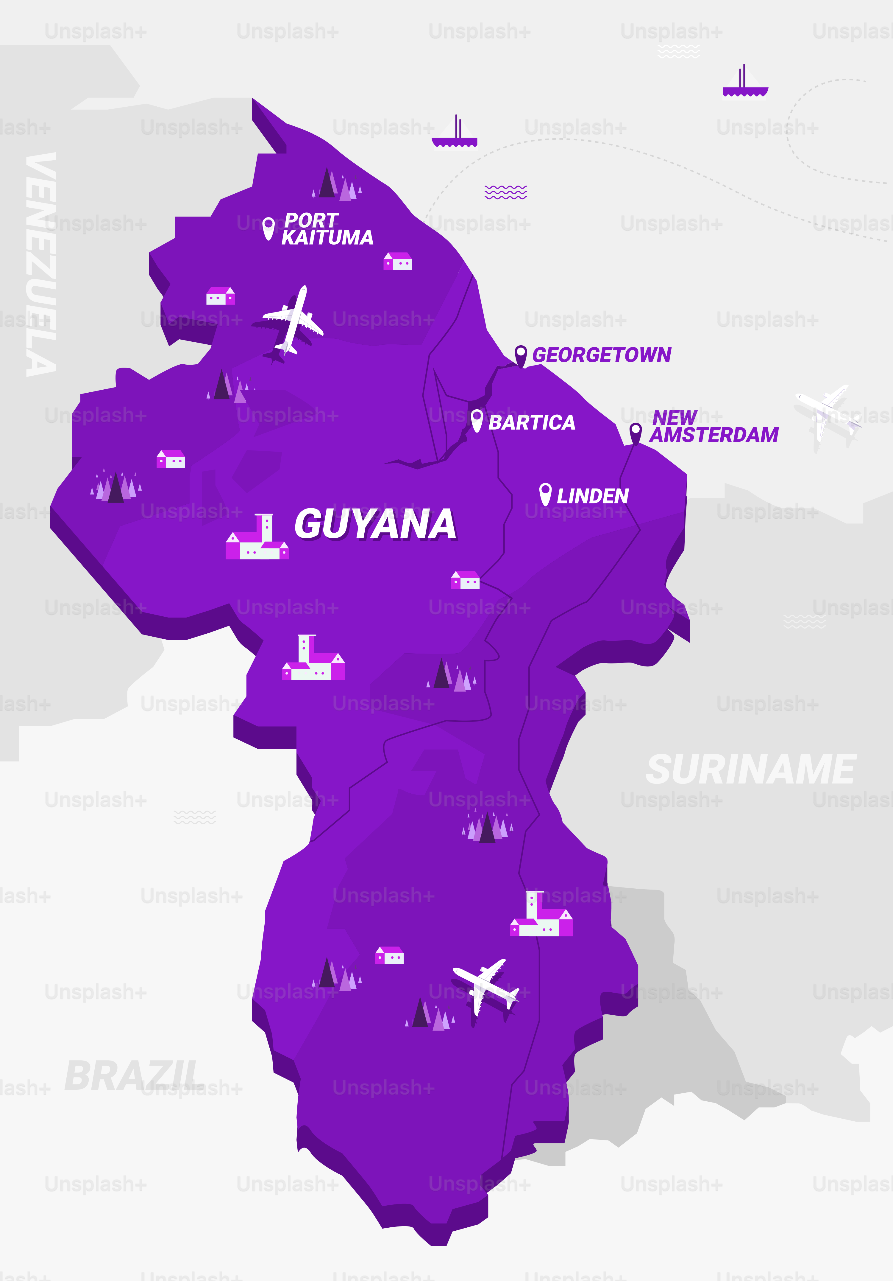 A map of the country of guvana