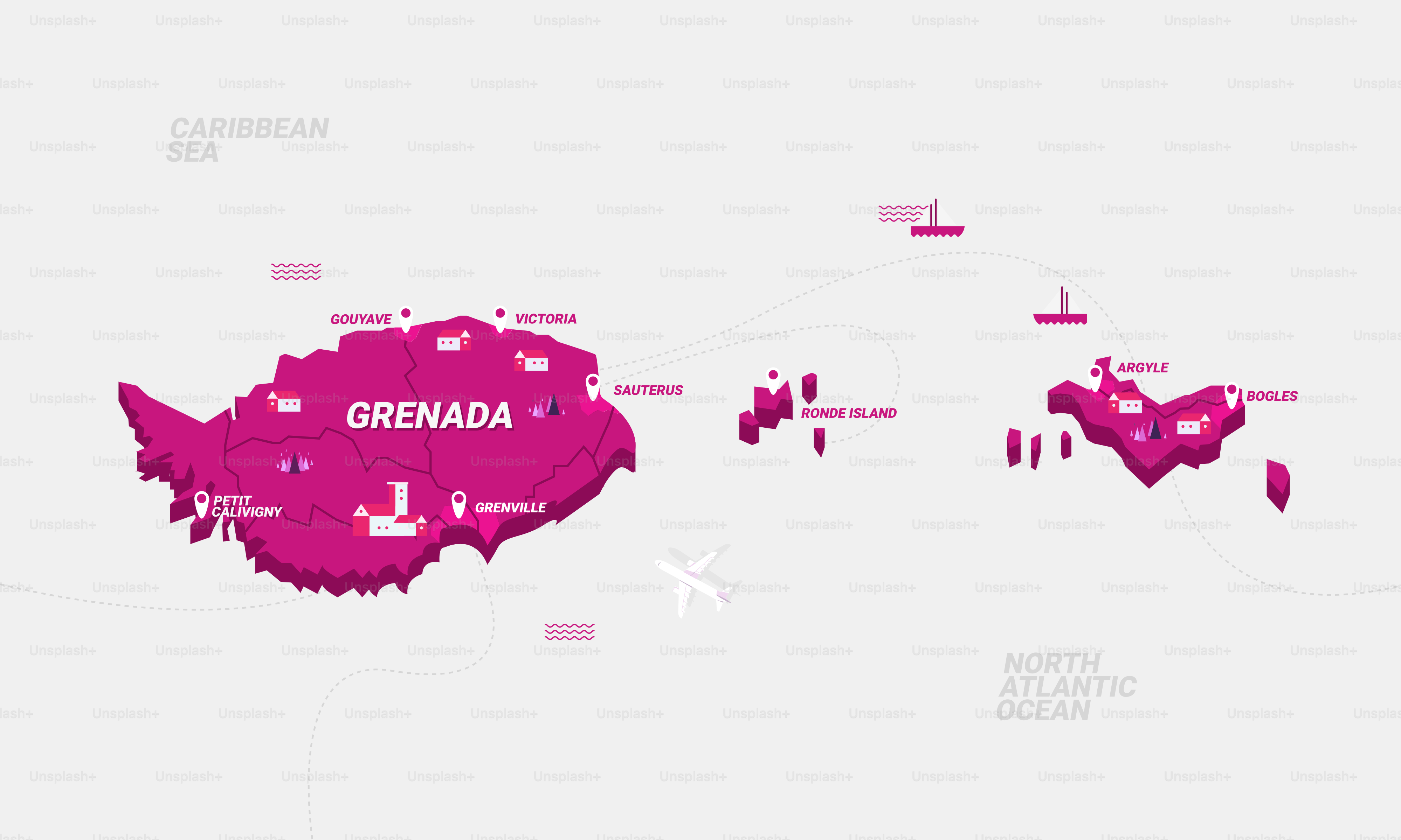 A map of the united states with the names of the countries