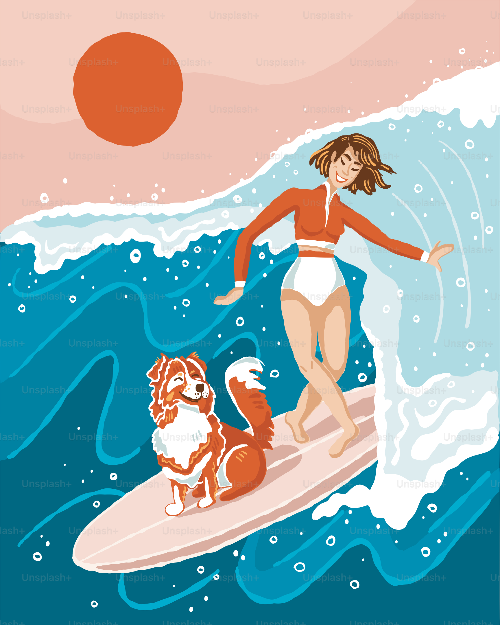 A woman riding a surfboard on top of a wave