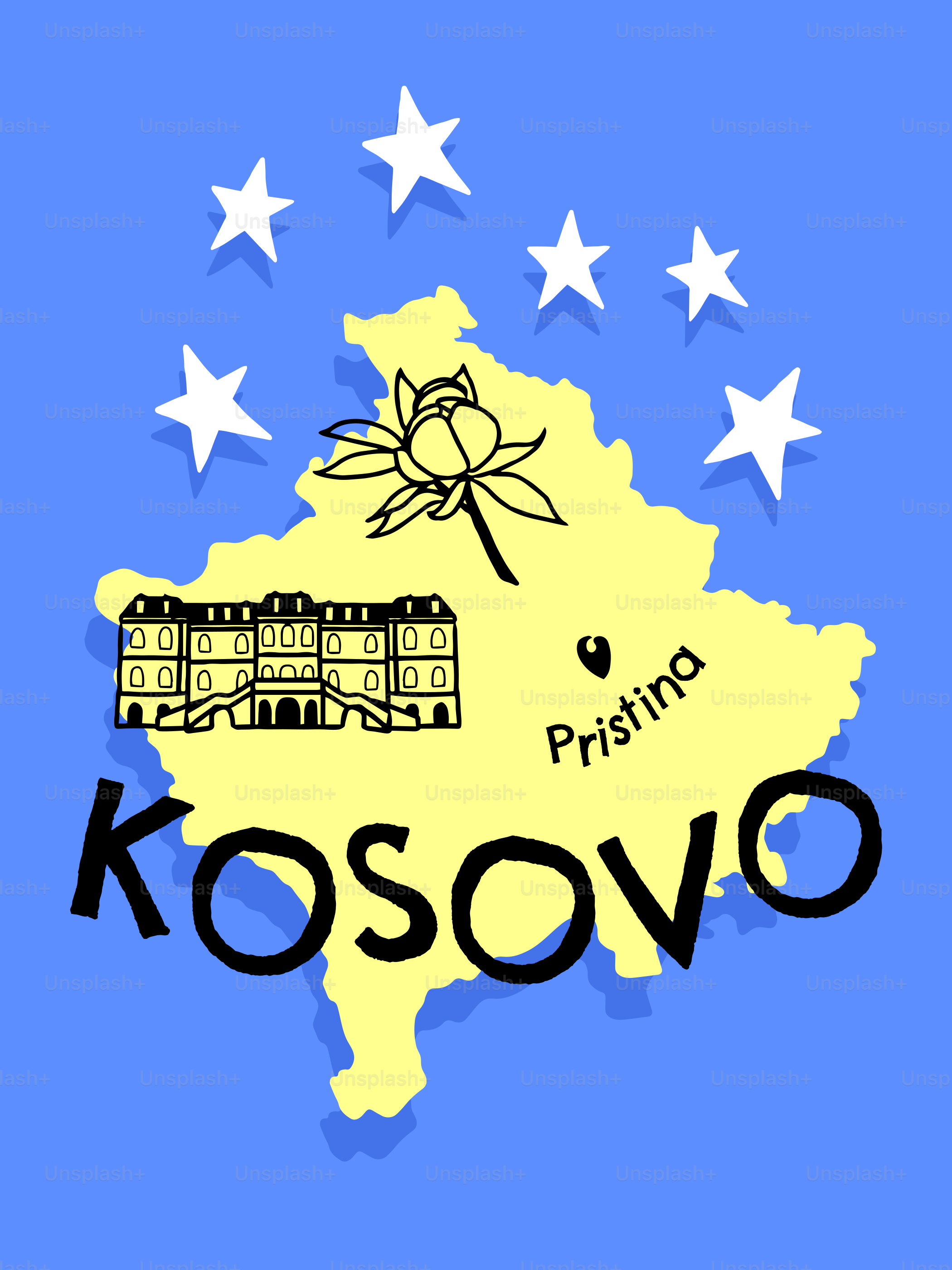 A map of the country of kosovo