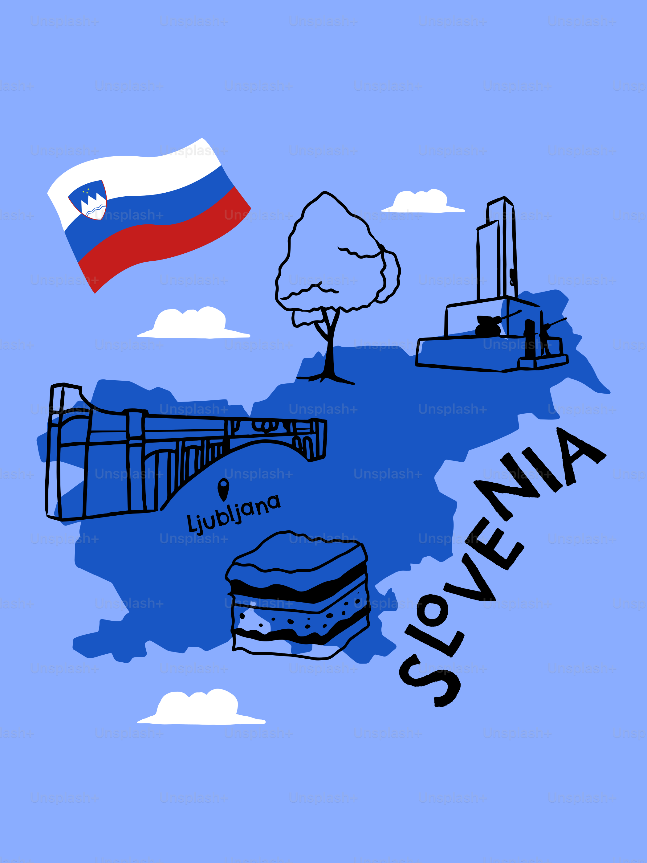 A map of the state of pennsylvania with a flag