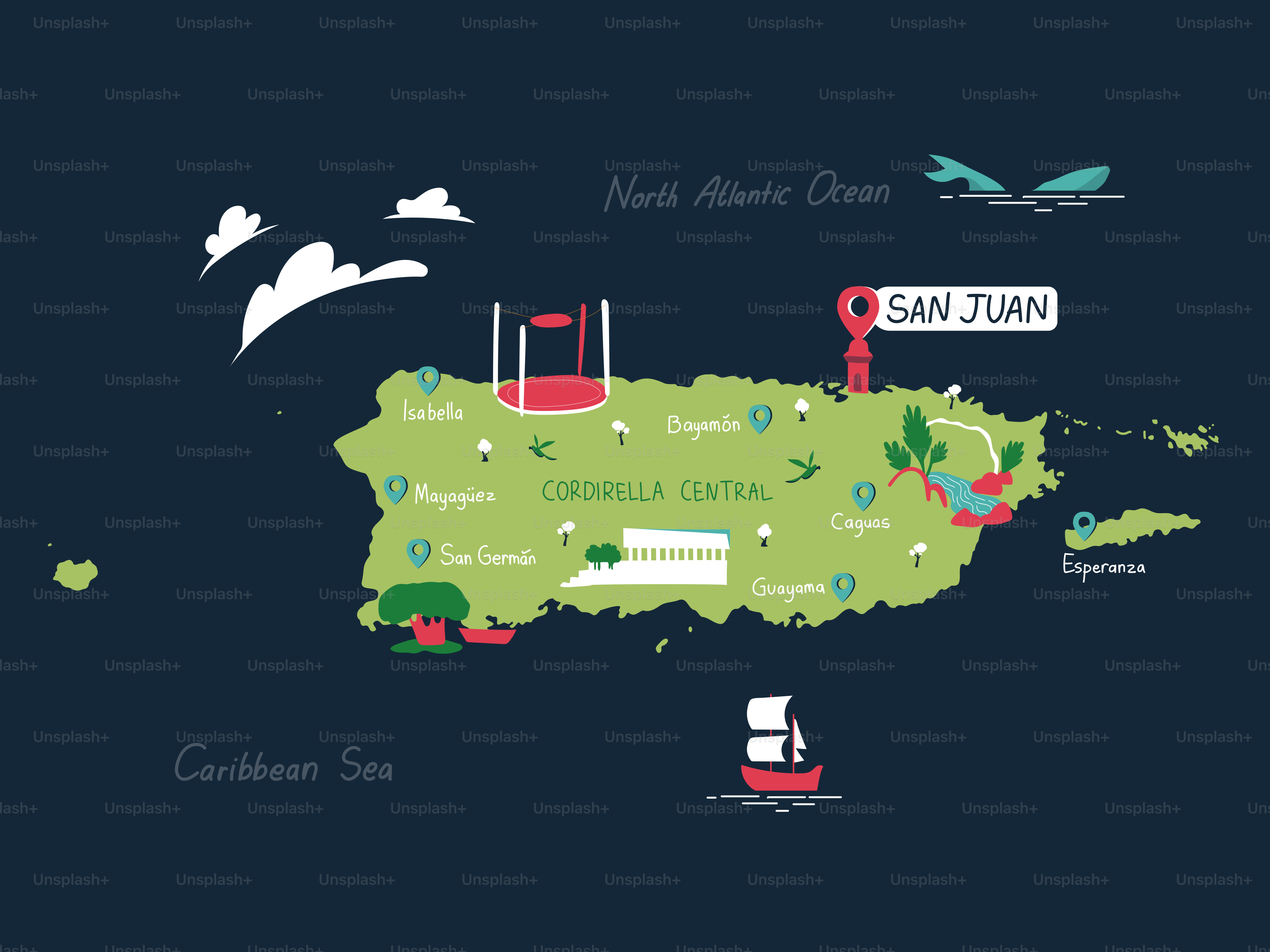 A map of the island of jamaica