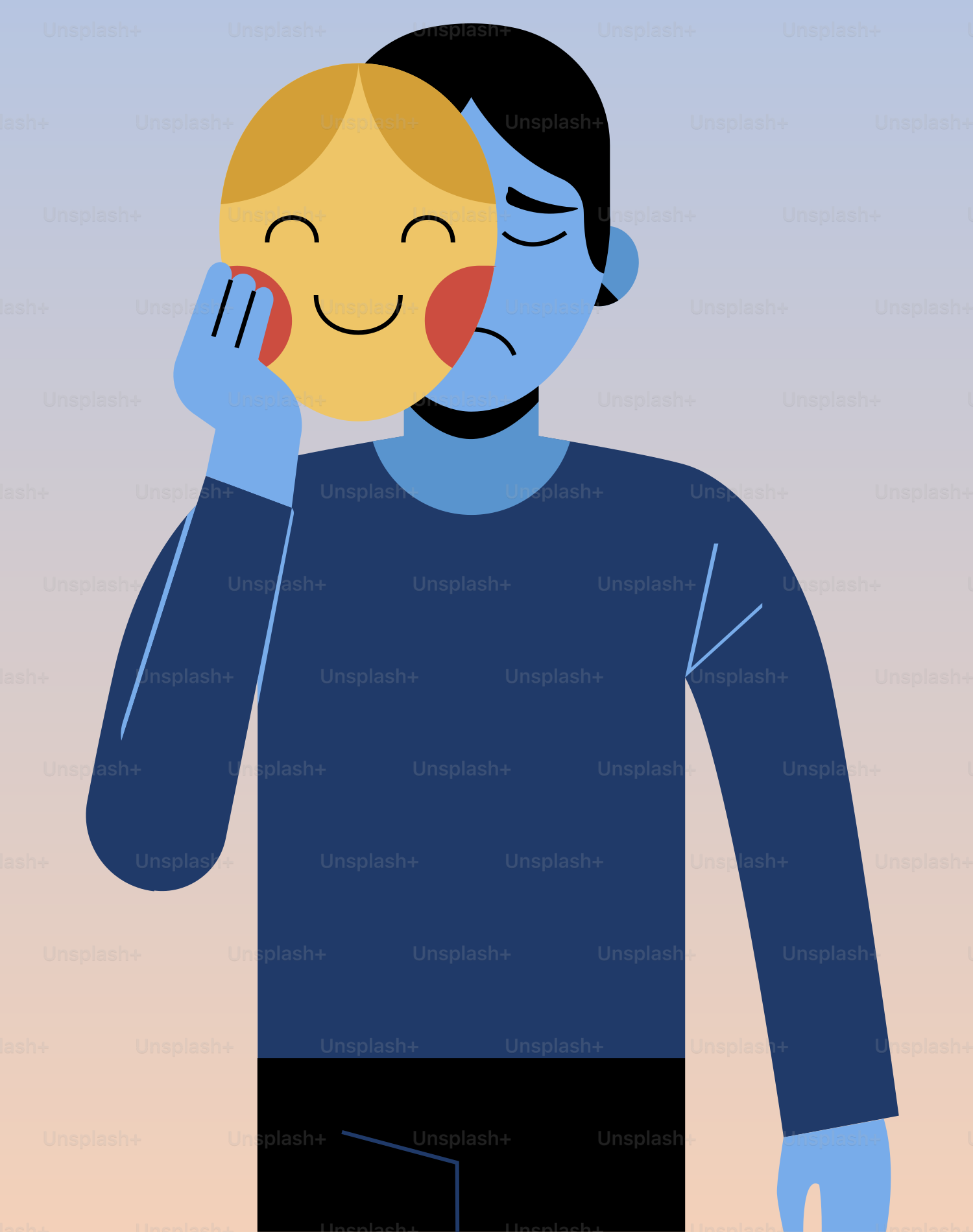 A man is holding his head in his hands