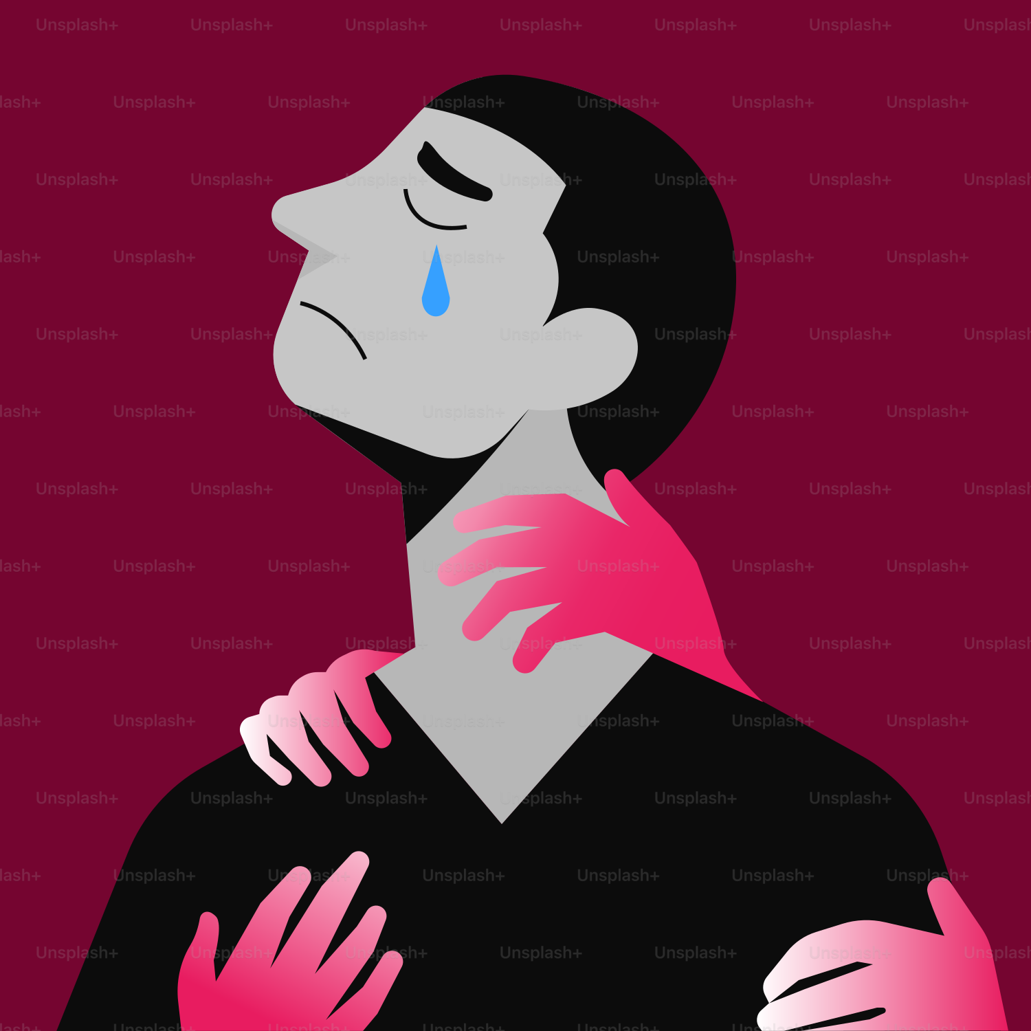 A man with his arm around a woman's neck