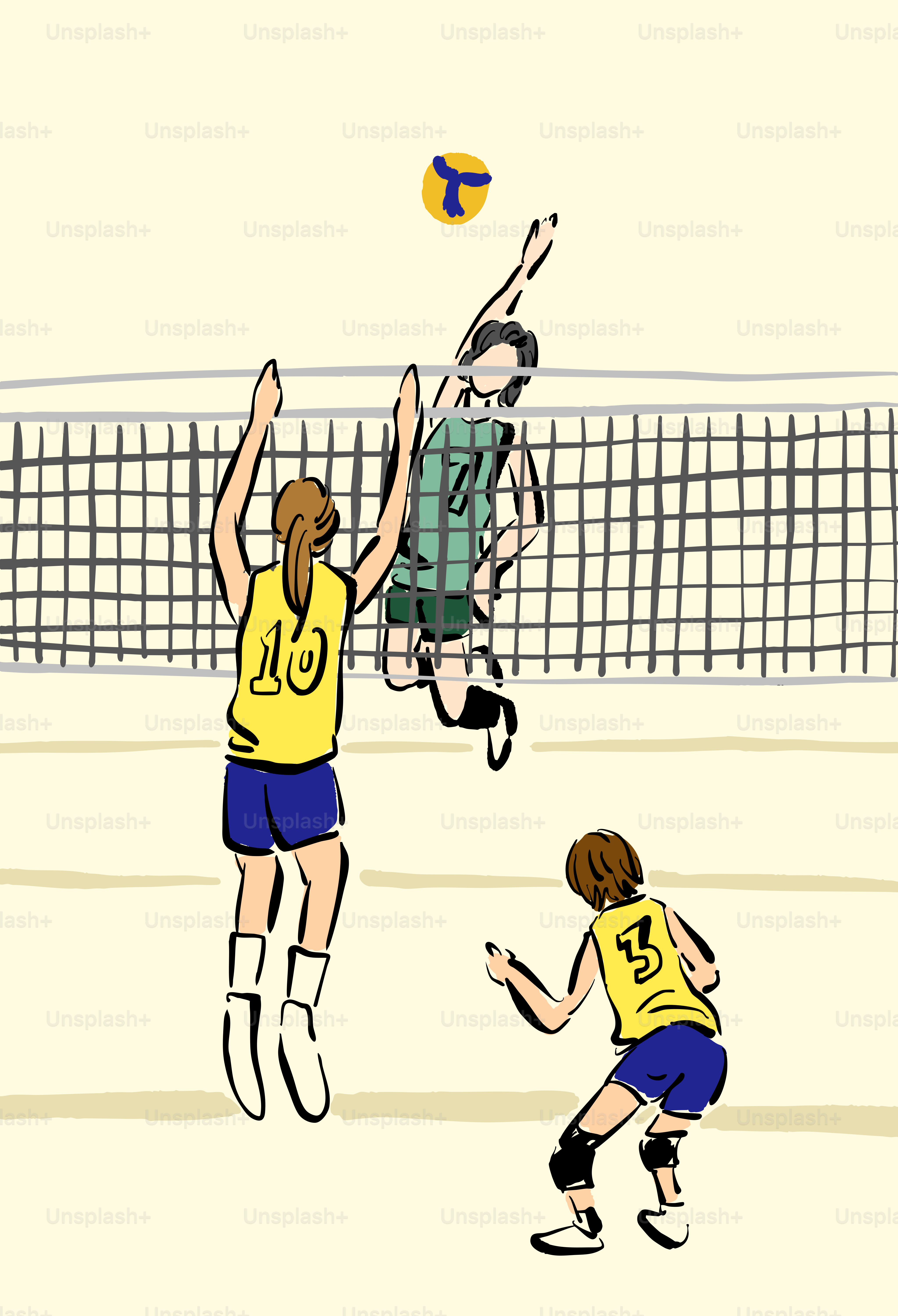 Un grupo de personas jugando a un partido de voleibol