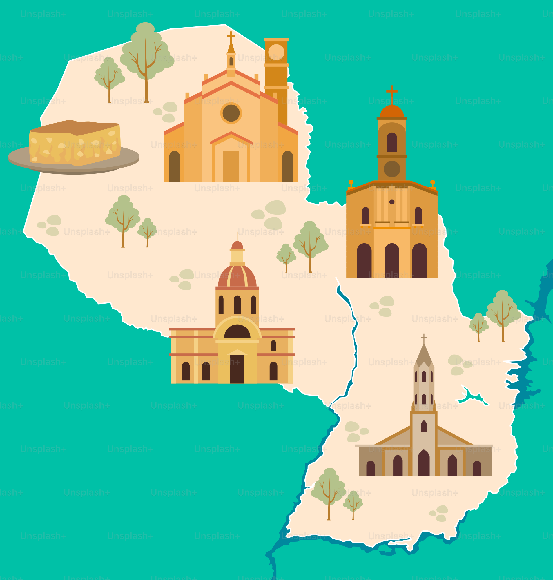 A map of the country of portugal