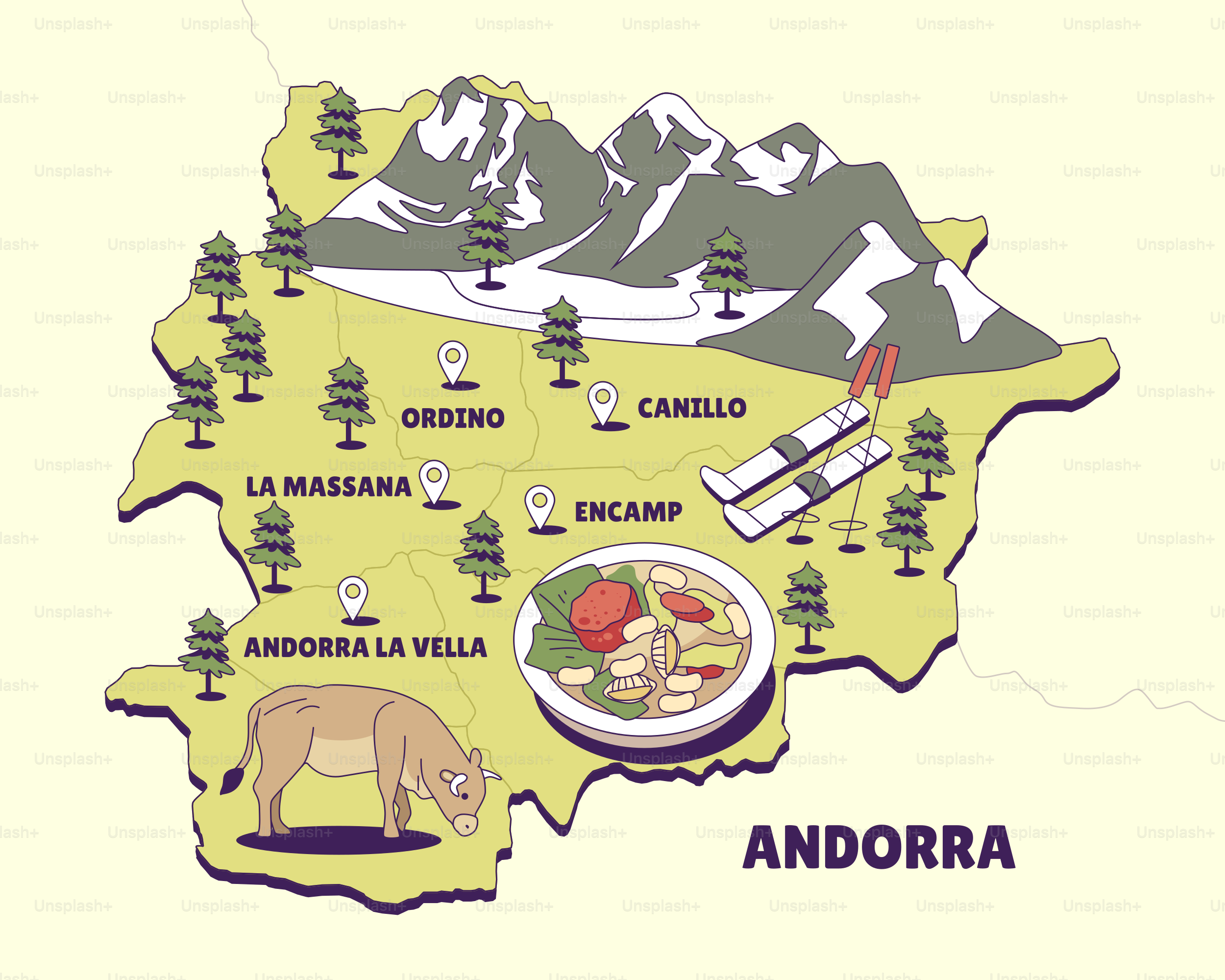 動物がいるアンドラの州の地図