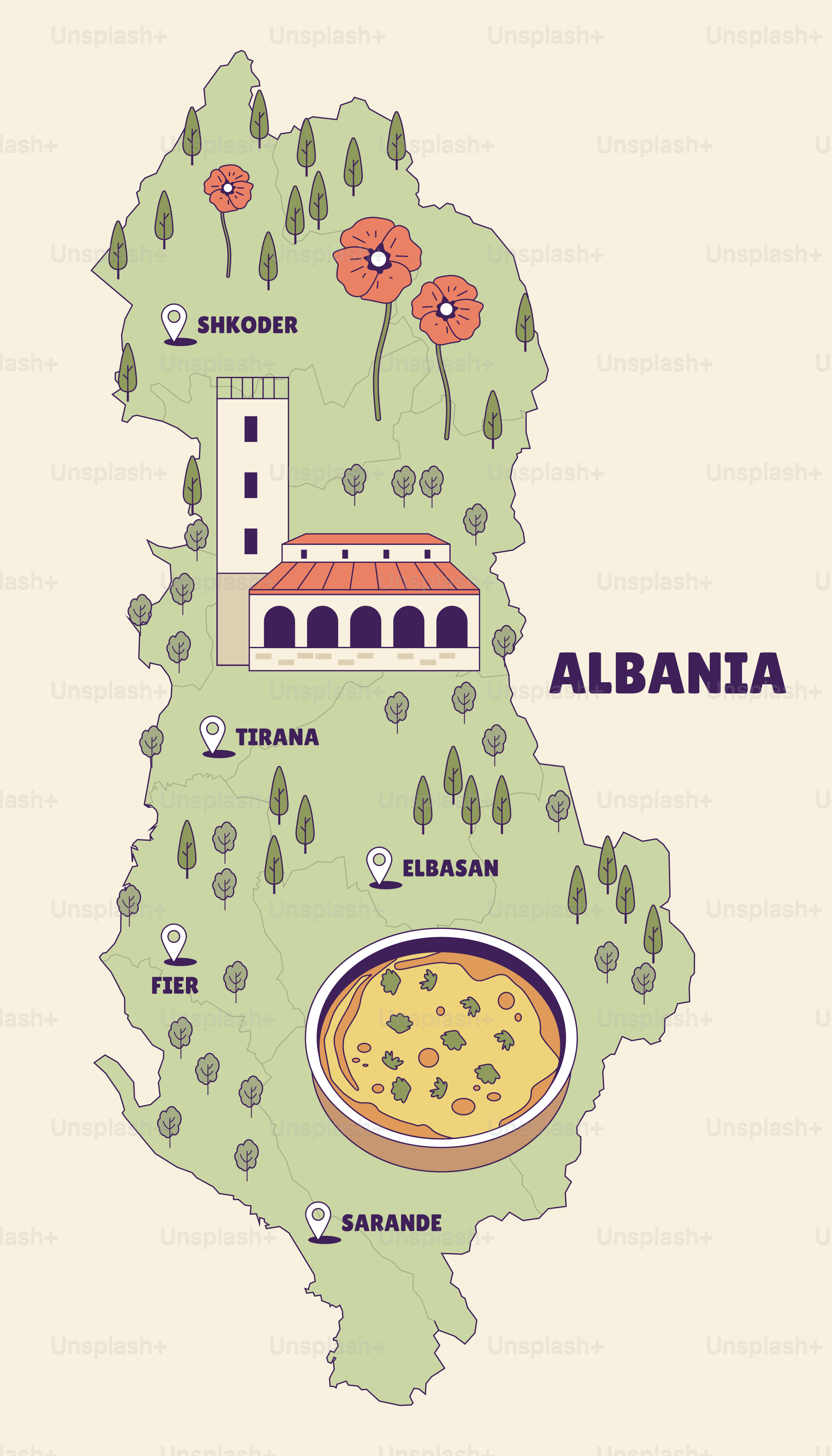 A map of the country of albania
