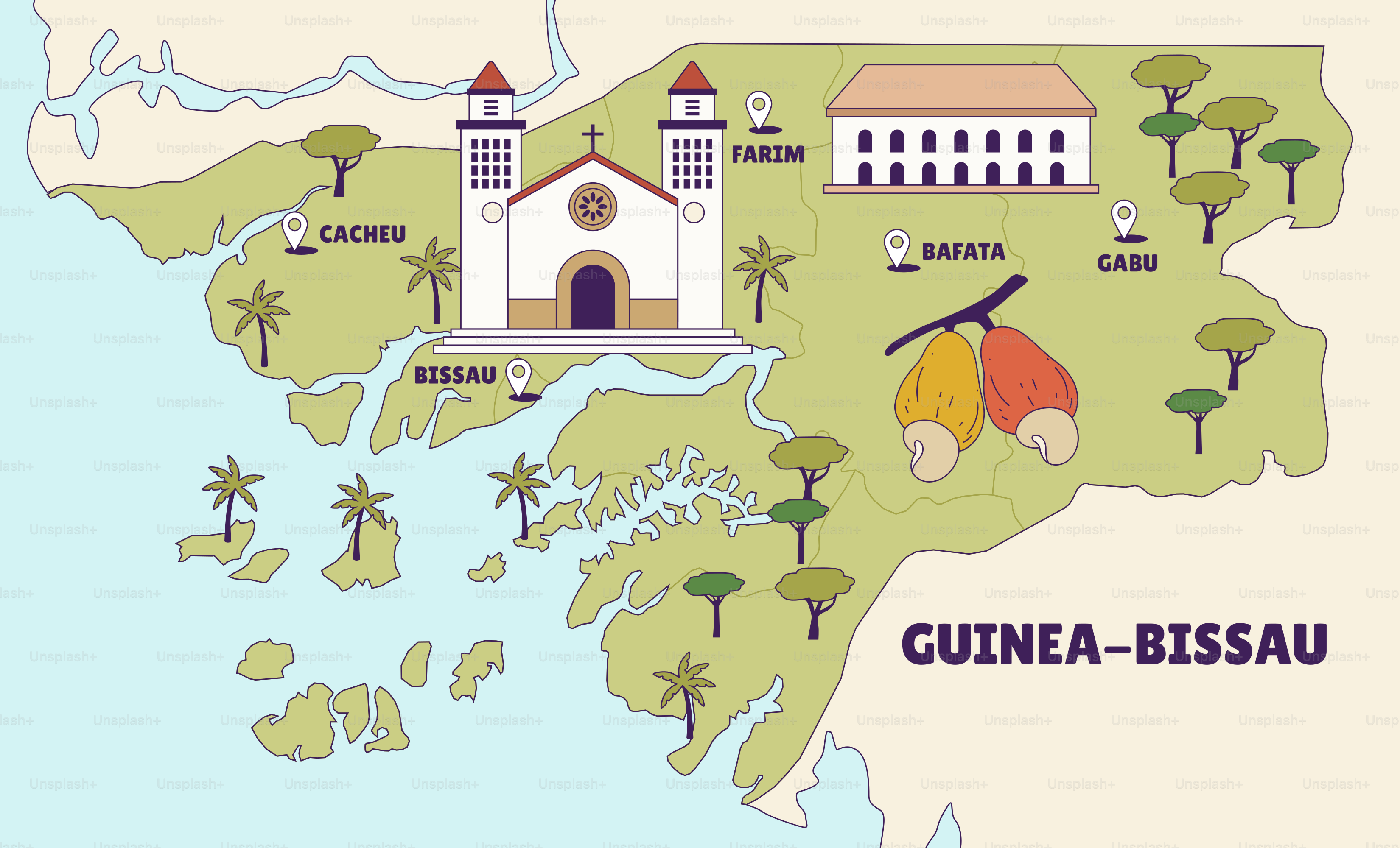 A map of the island of cunea - bissau
