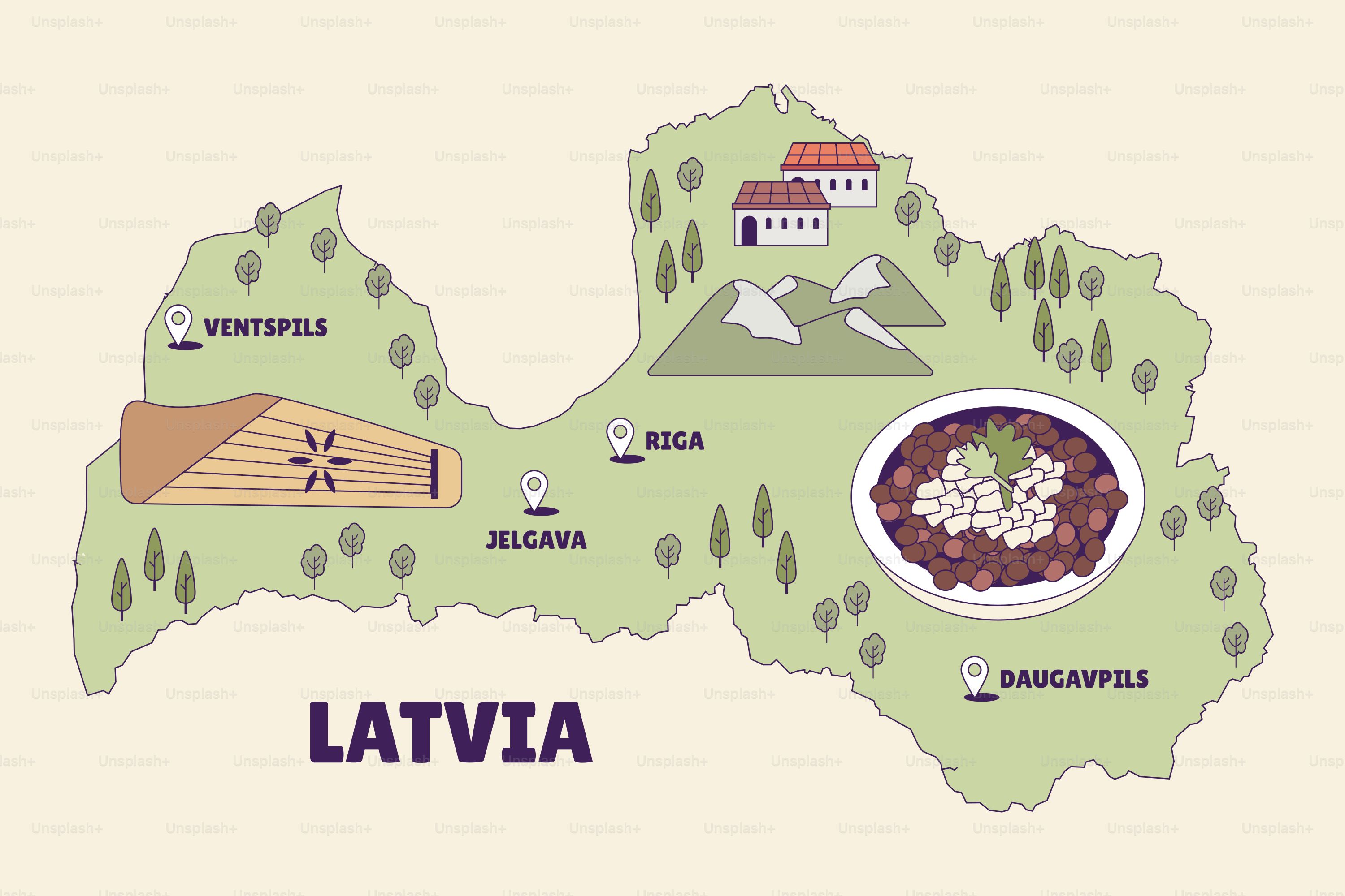 A map of the country of lativa
