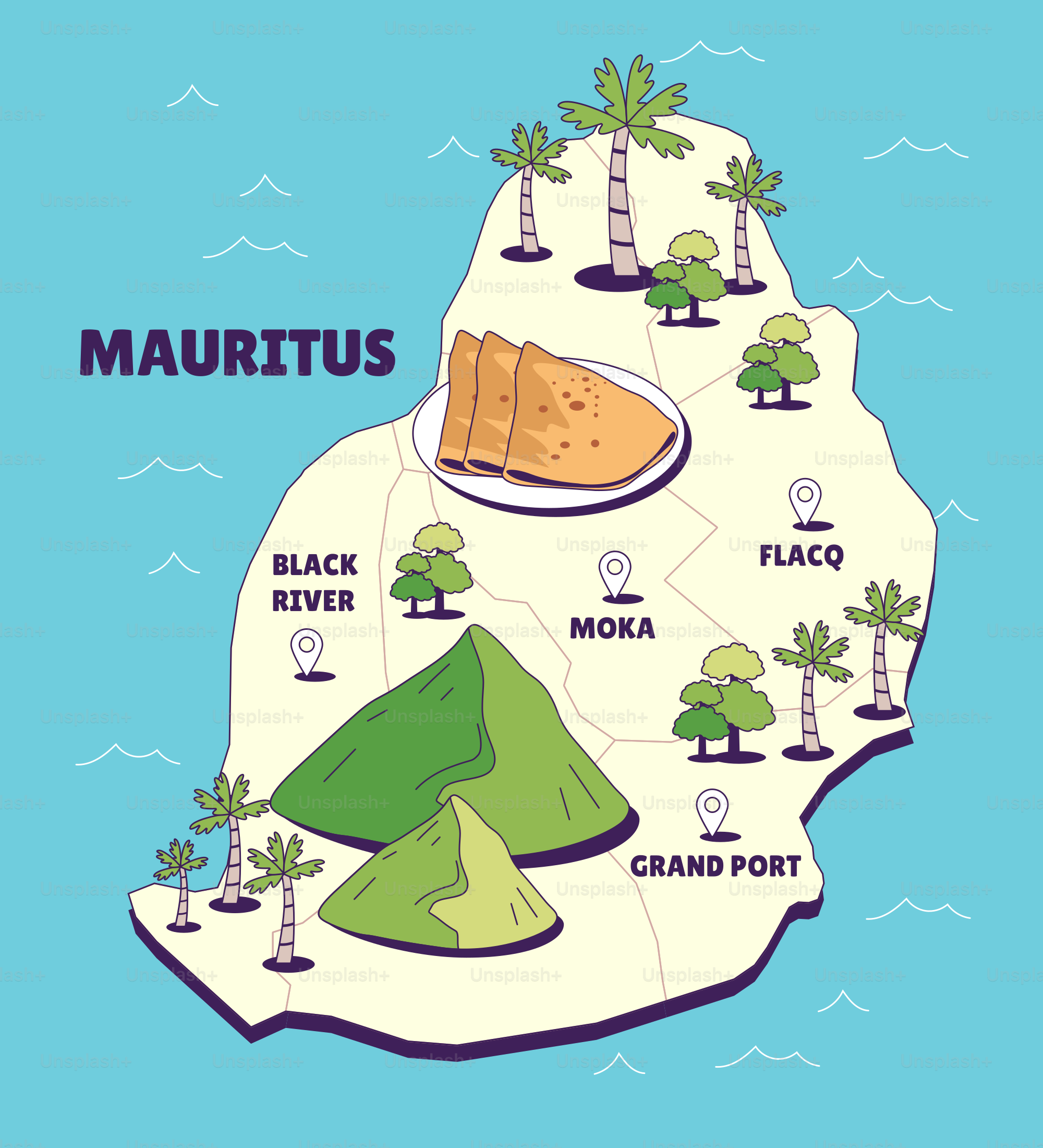 A map of the island of mauritus