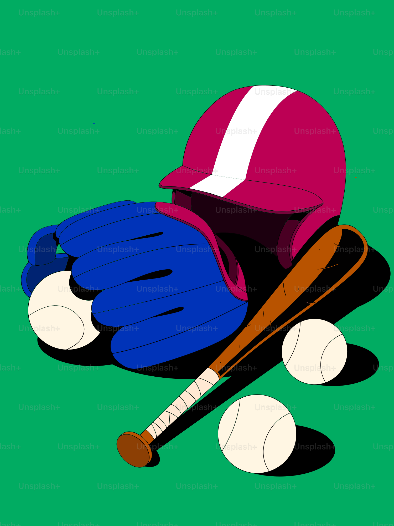 A baseball bat and glove laying on the ground