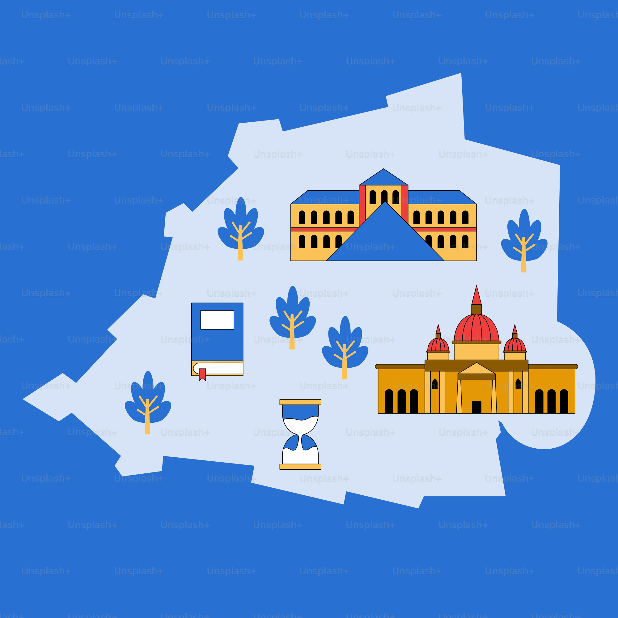 A map of the state of pennsylvania with buildings and trees