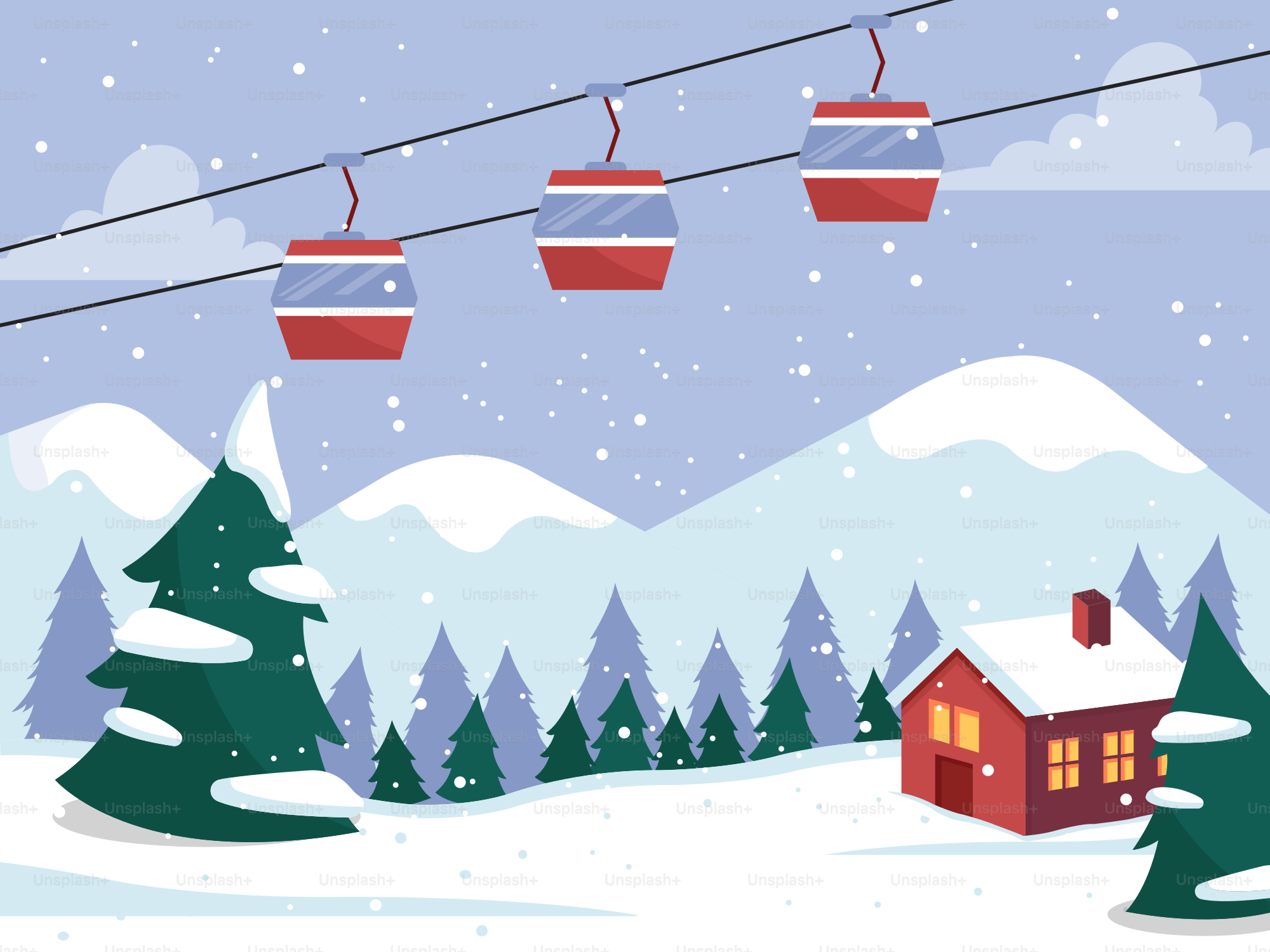 A ski lift going over a snow covered mountain