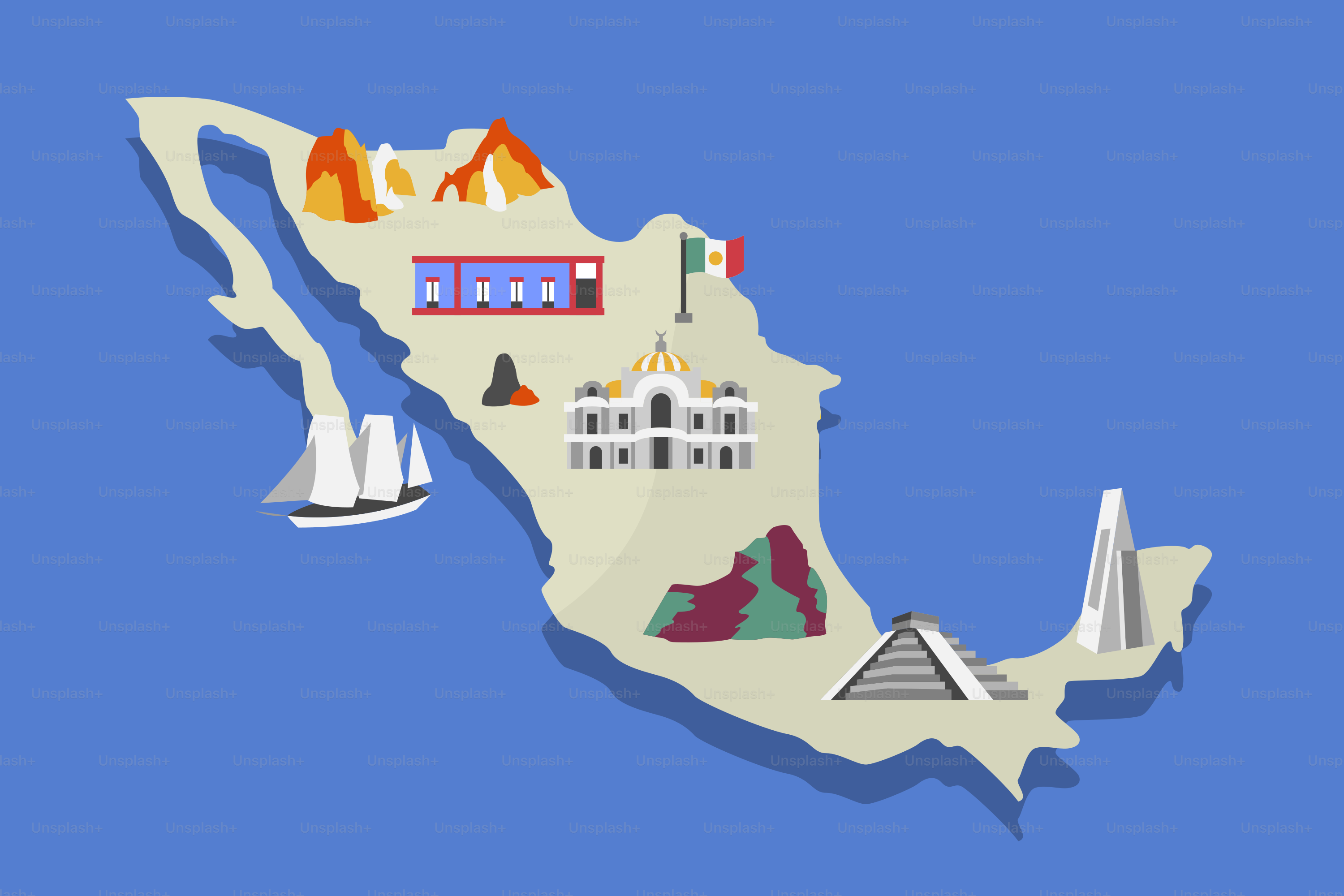 A map of the country of mexico