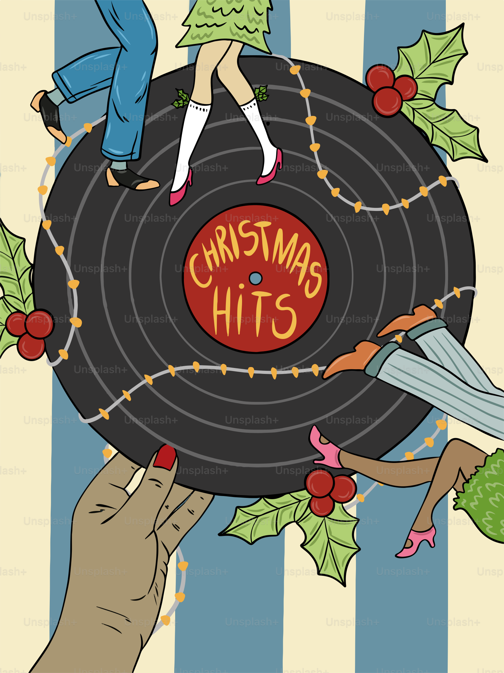 A poster of a man and a woman dancing on a record