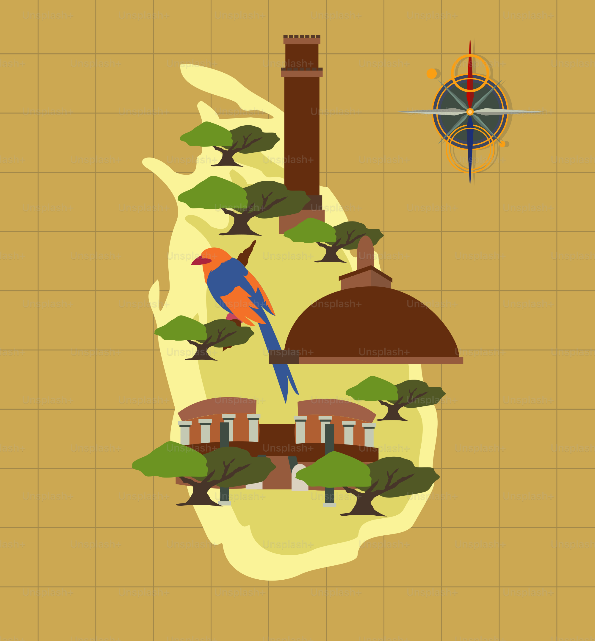 A picture of a bird sitting on top of a building