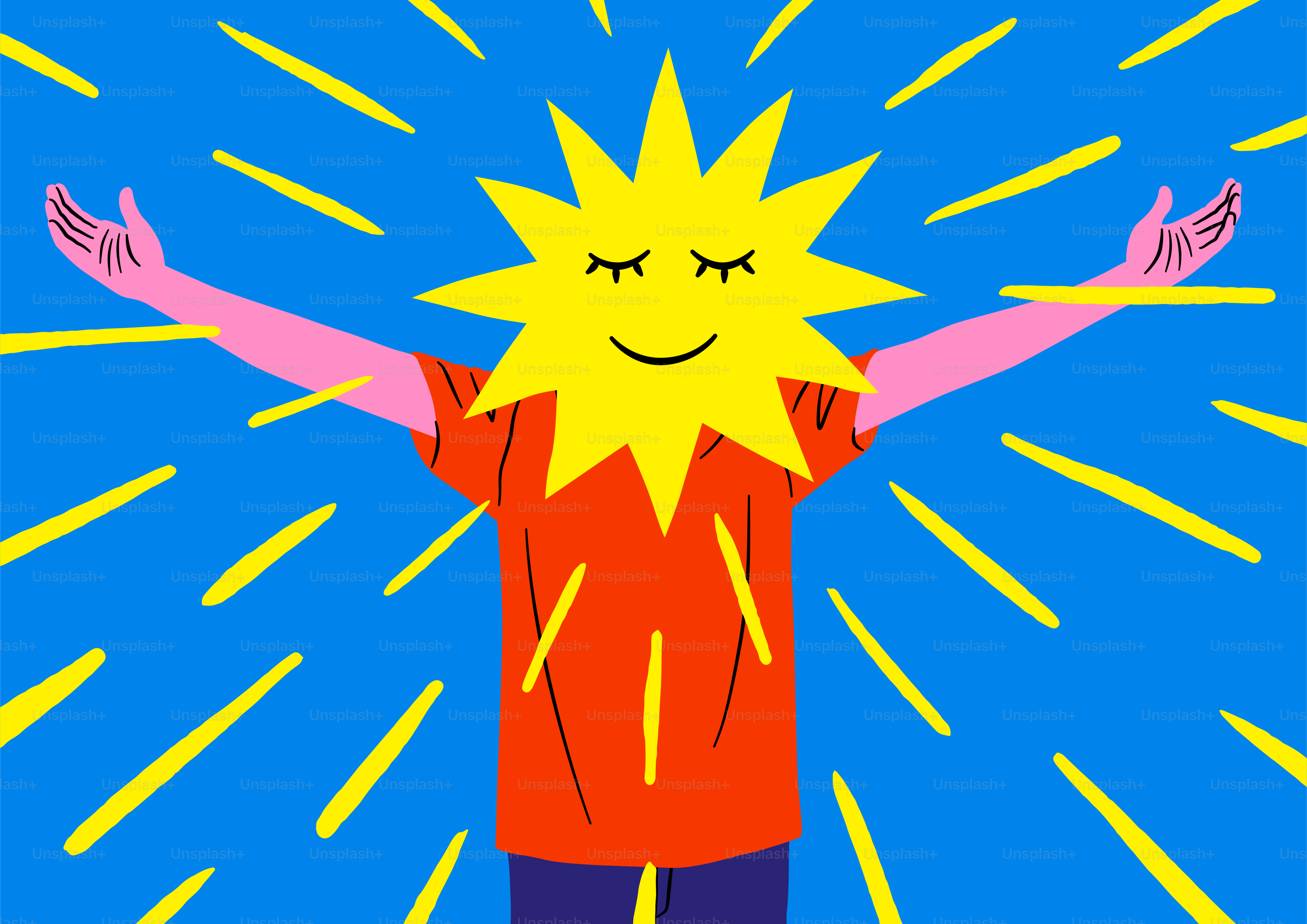 A drawing of a person with arms outstretched