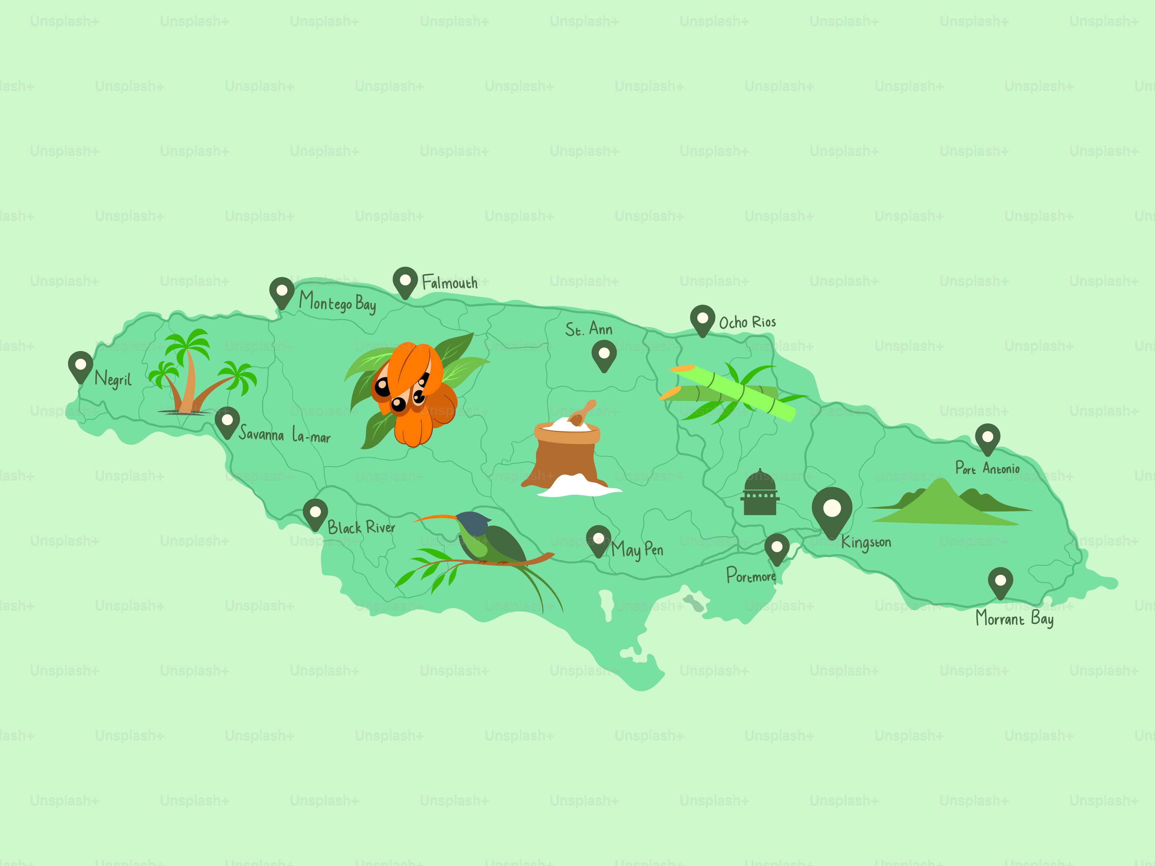 A map of the state of jamaica