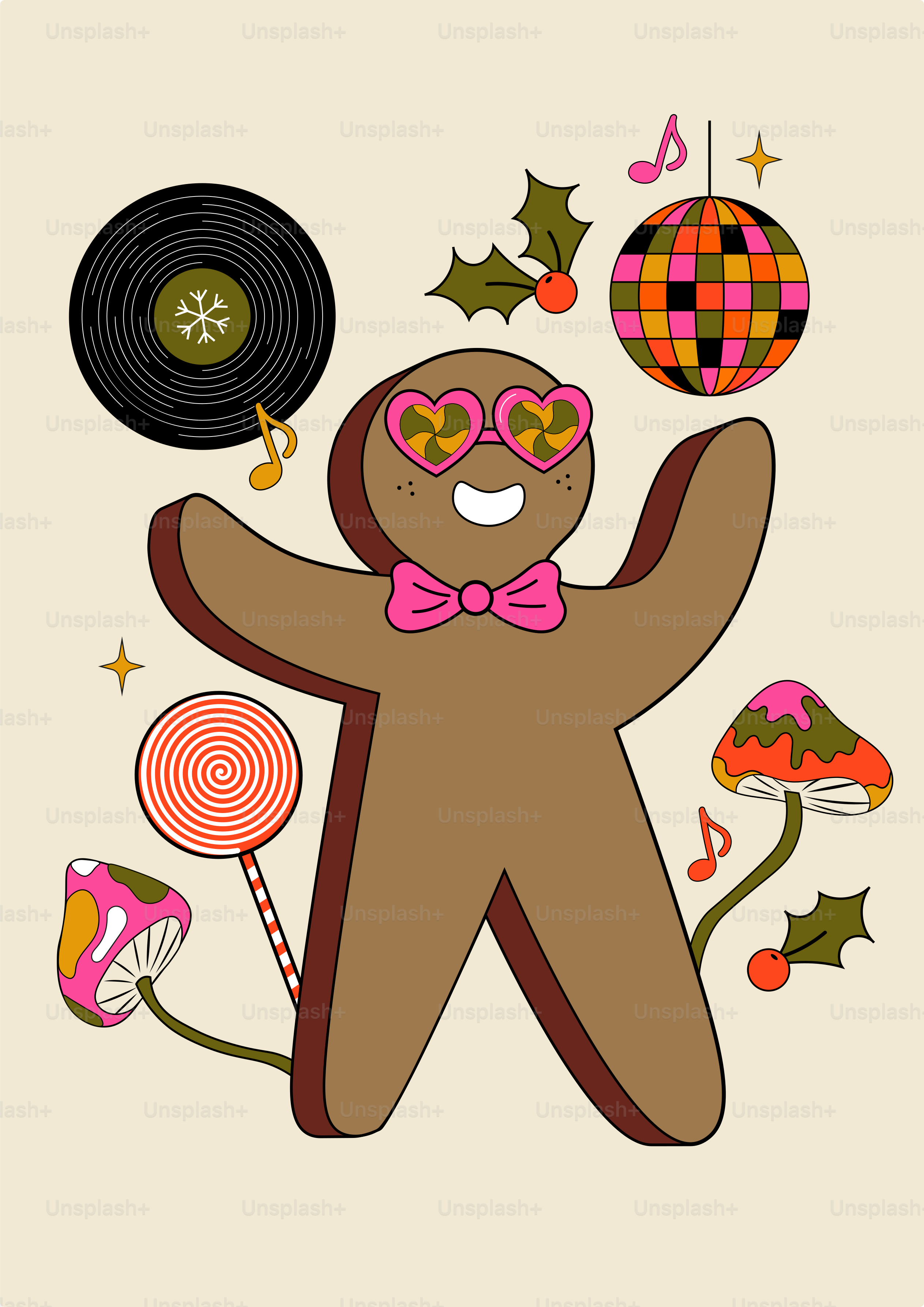 A teddy bear with sunglasses and a bow tie holding a lollipop