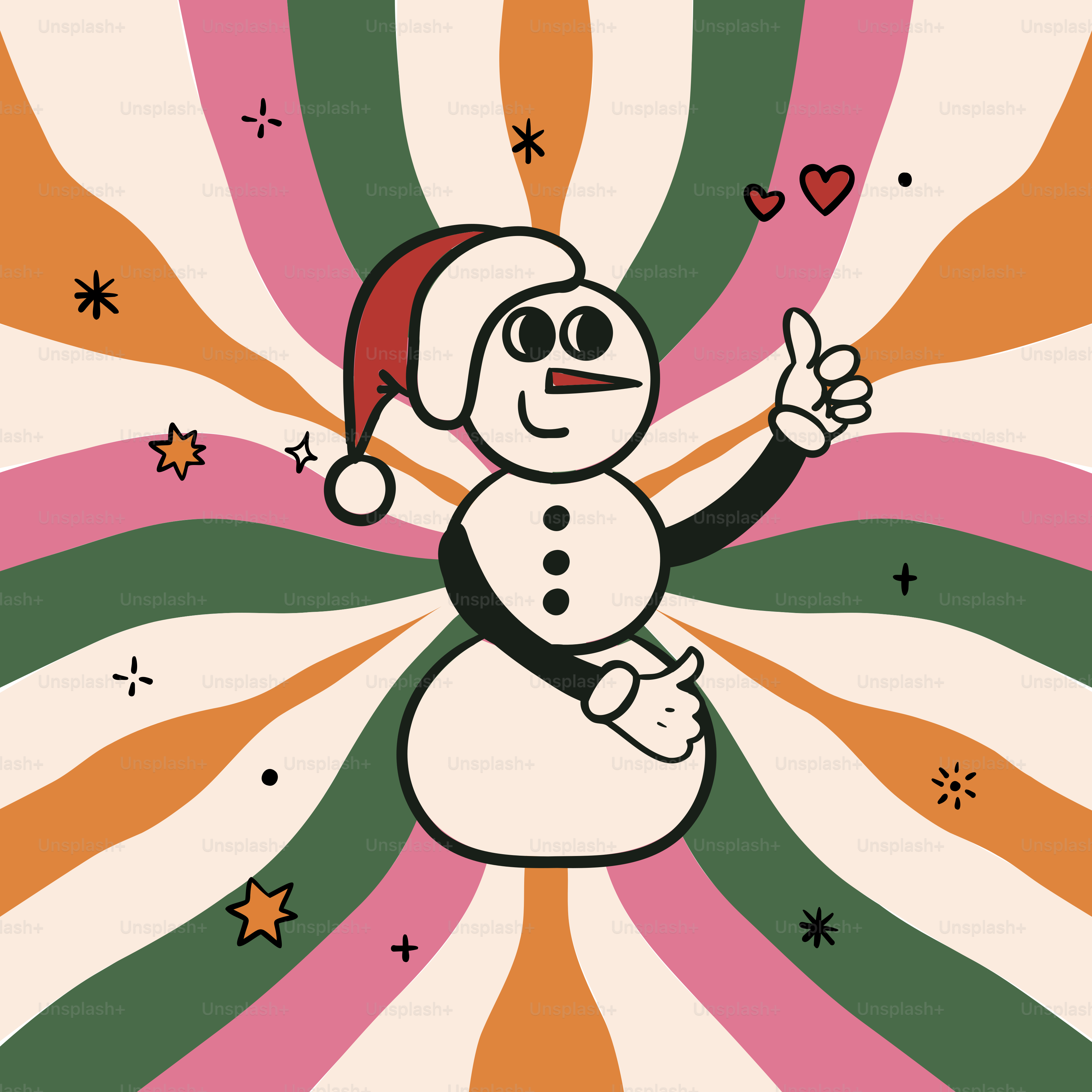 A cartoon snowman with a santa hat on vector – Christmas Image on Unsplash, image size:3000x3000