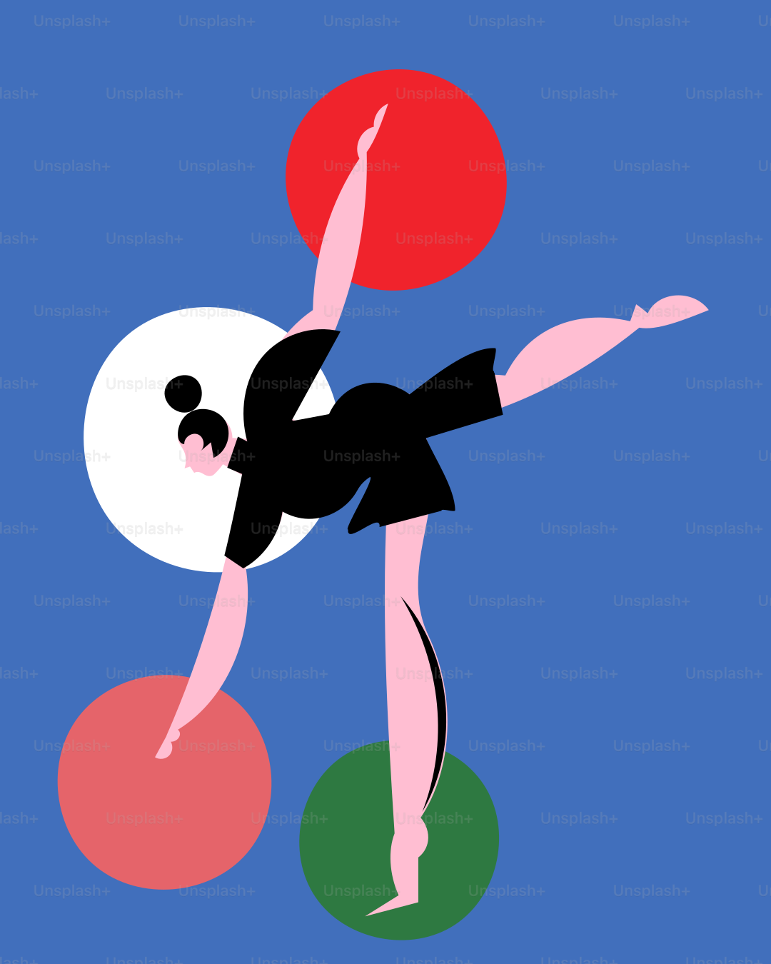 Una donna si sta bilanciando su una palla