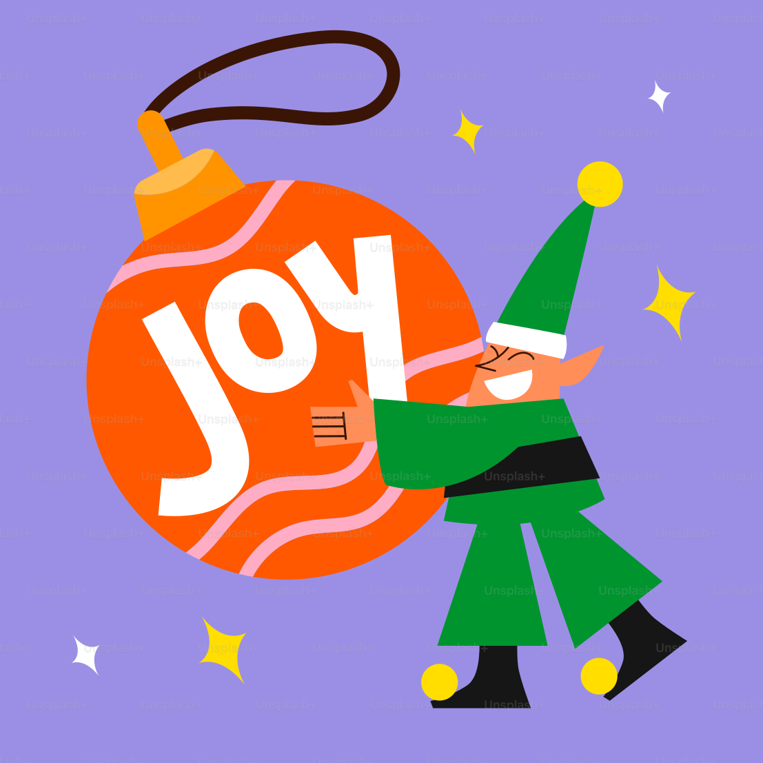 A cartoon of a man carrying a christmas ornament