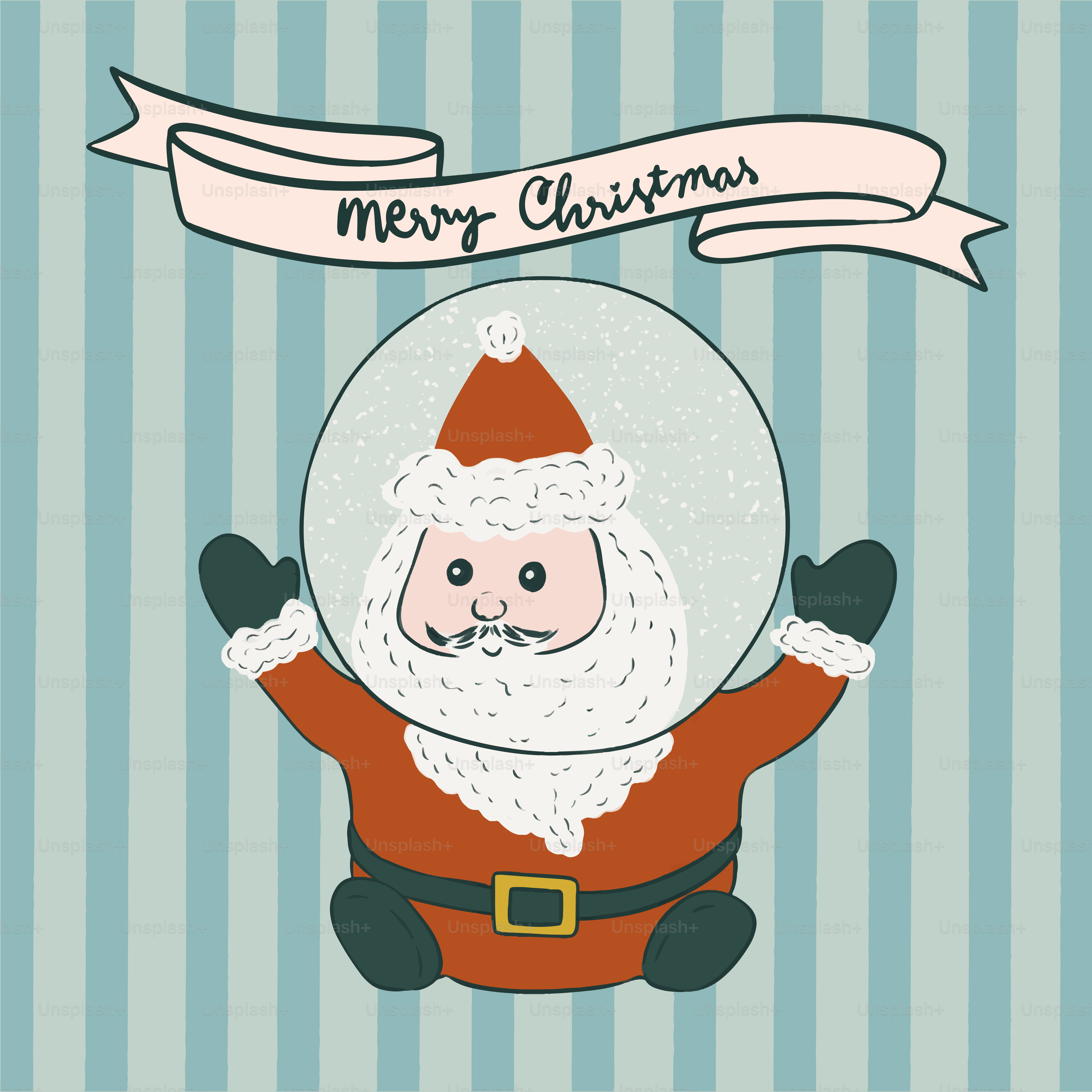 A christmas card with a santa clause on it
