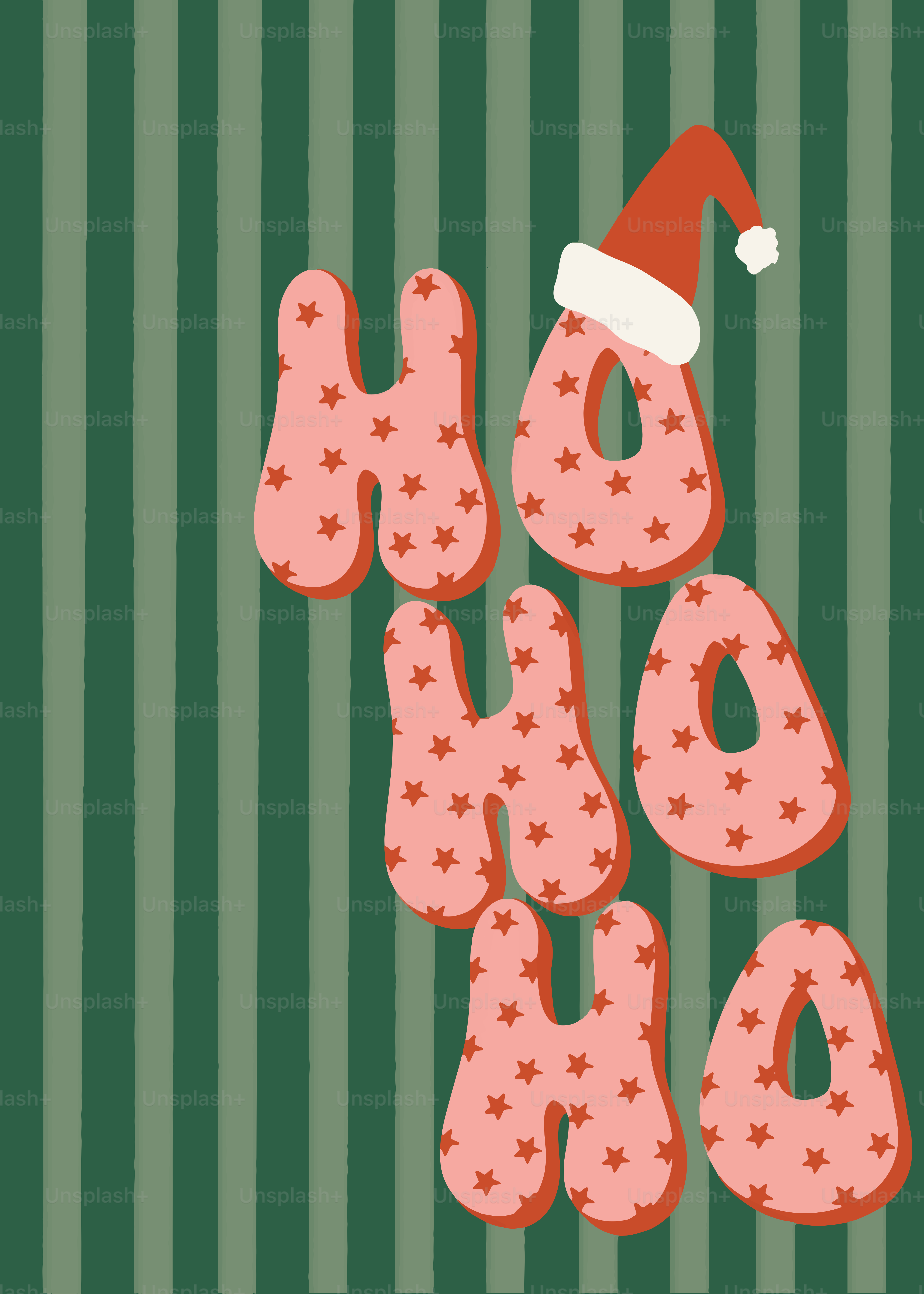 A christmas card with a santa hat on top of it
