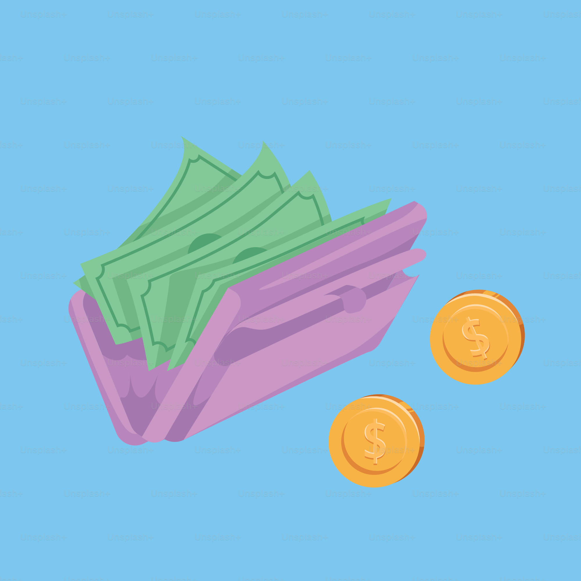 Ein Geldhaufen lag neben einem Münzhaufen