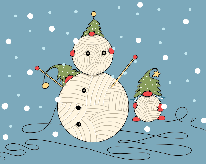 A snowman with two snowmen on top of it