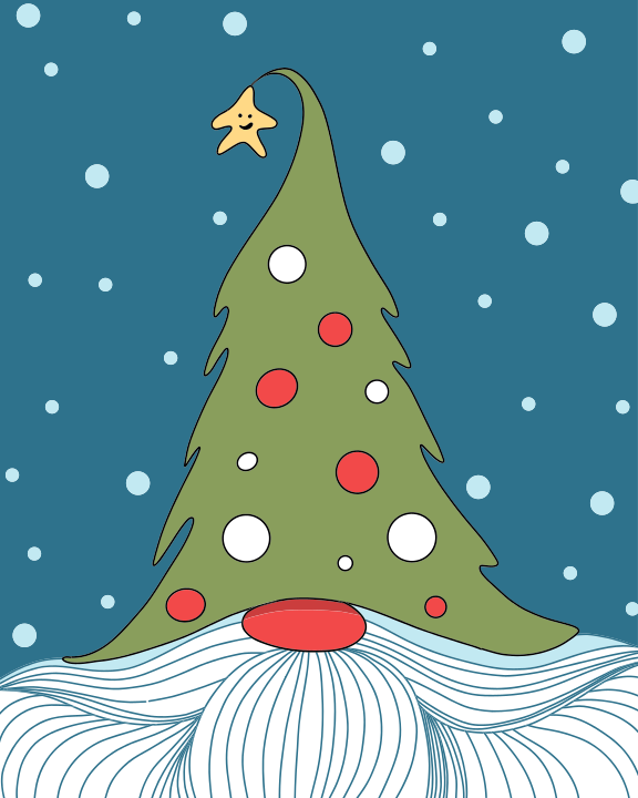 Un sapin de Noël avec un chapeau de père Noël