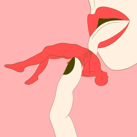 A drawing of a woman doing a handstand