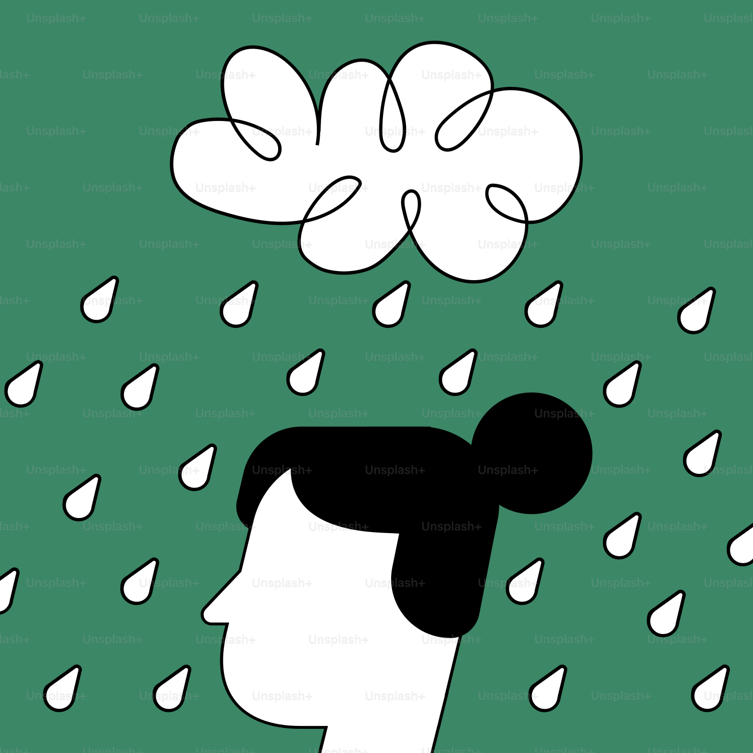 A person with an umbrella in the rain