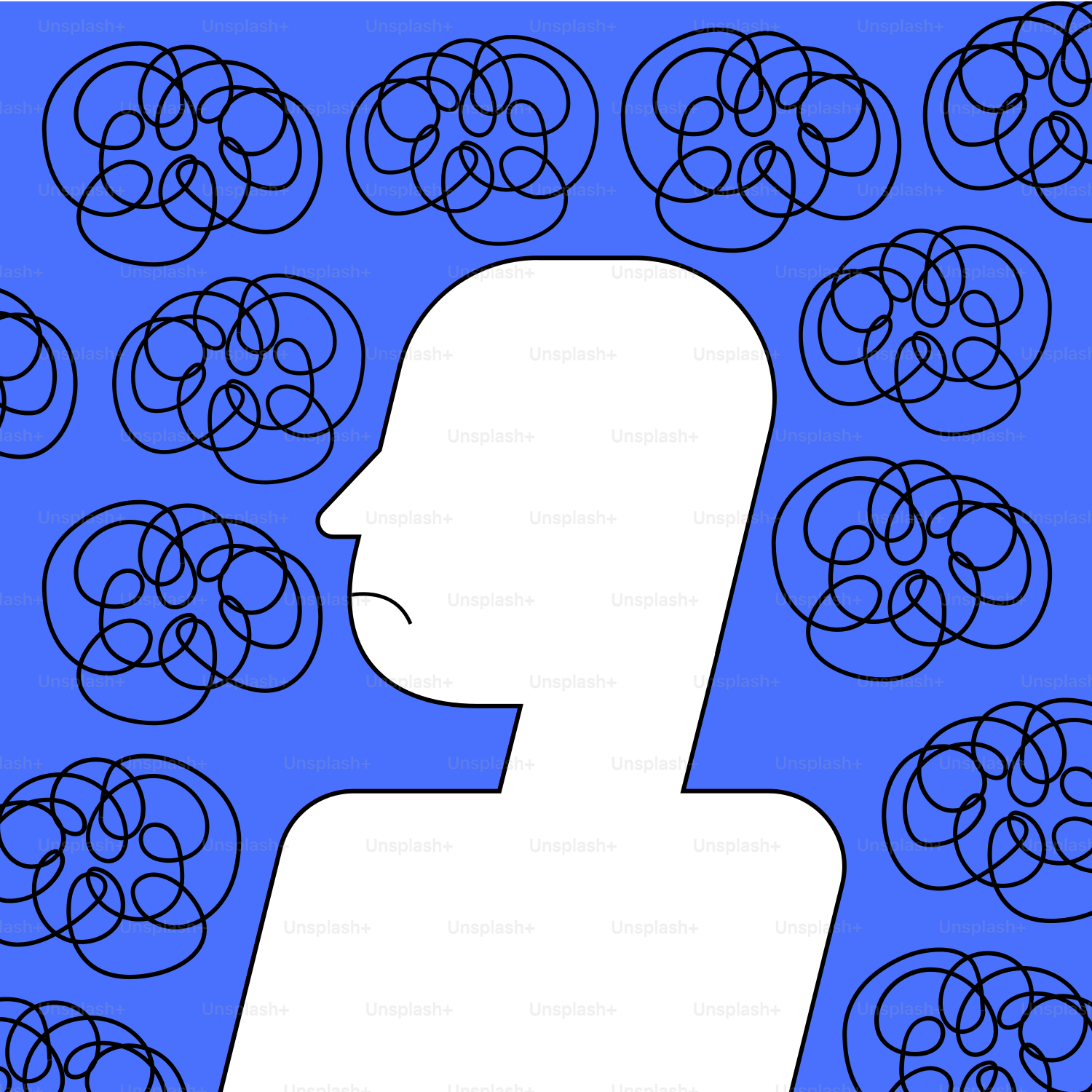 A person standing in front of a blue background with circles