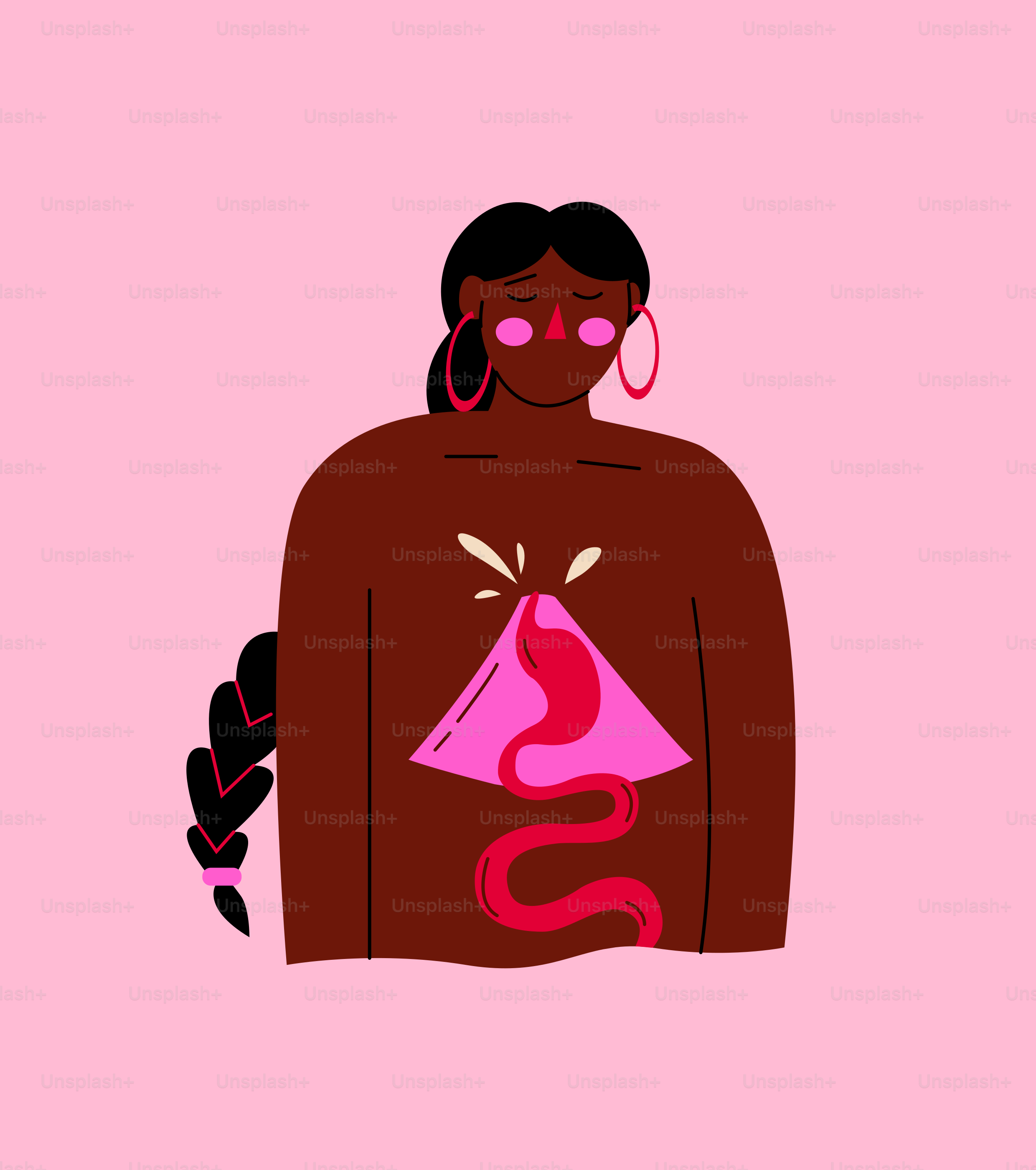 Eine Frau in einem rosa Hemd mit einem rosa Dreieck um den Hals