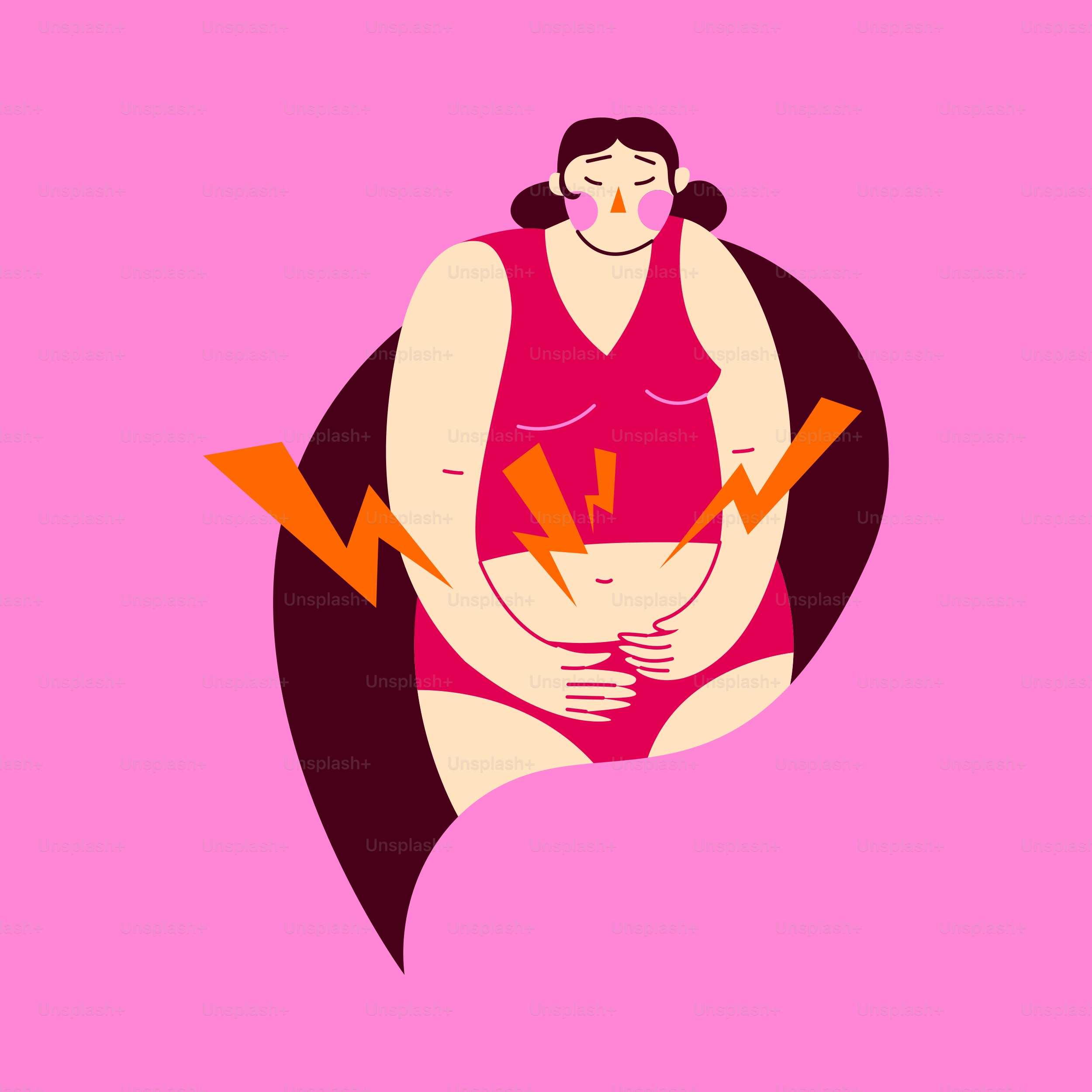 A woman in a red tank top and a pink background