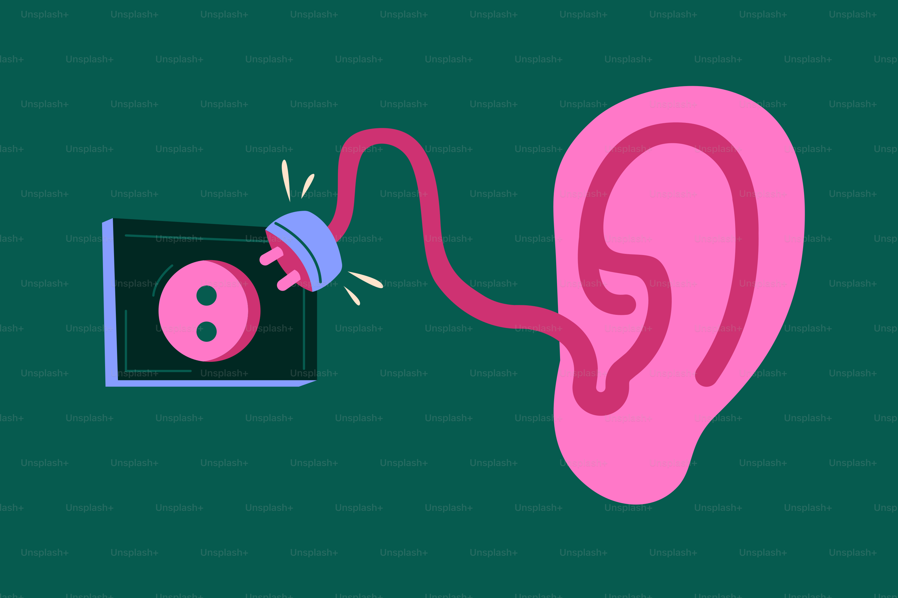 Un orecchio rosa collegato a una scatola nera