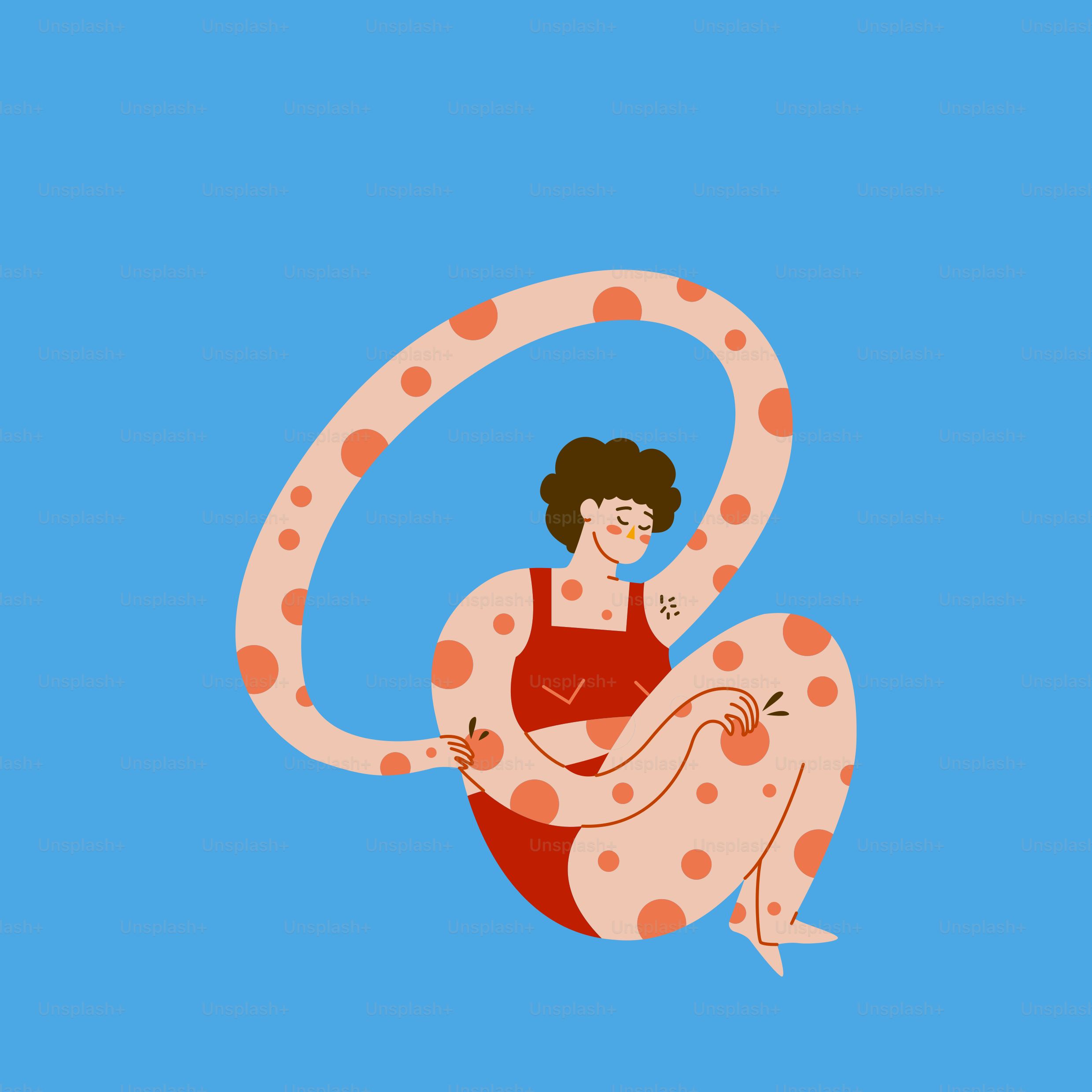 A woman sitting on top of a giant snake