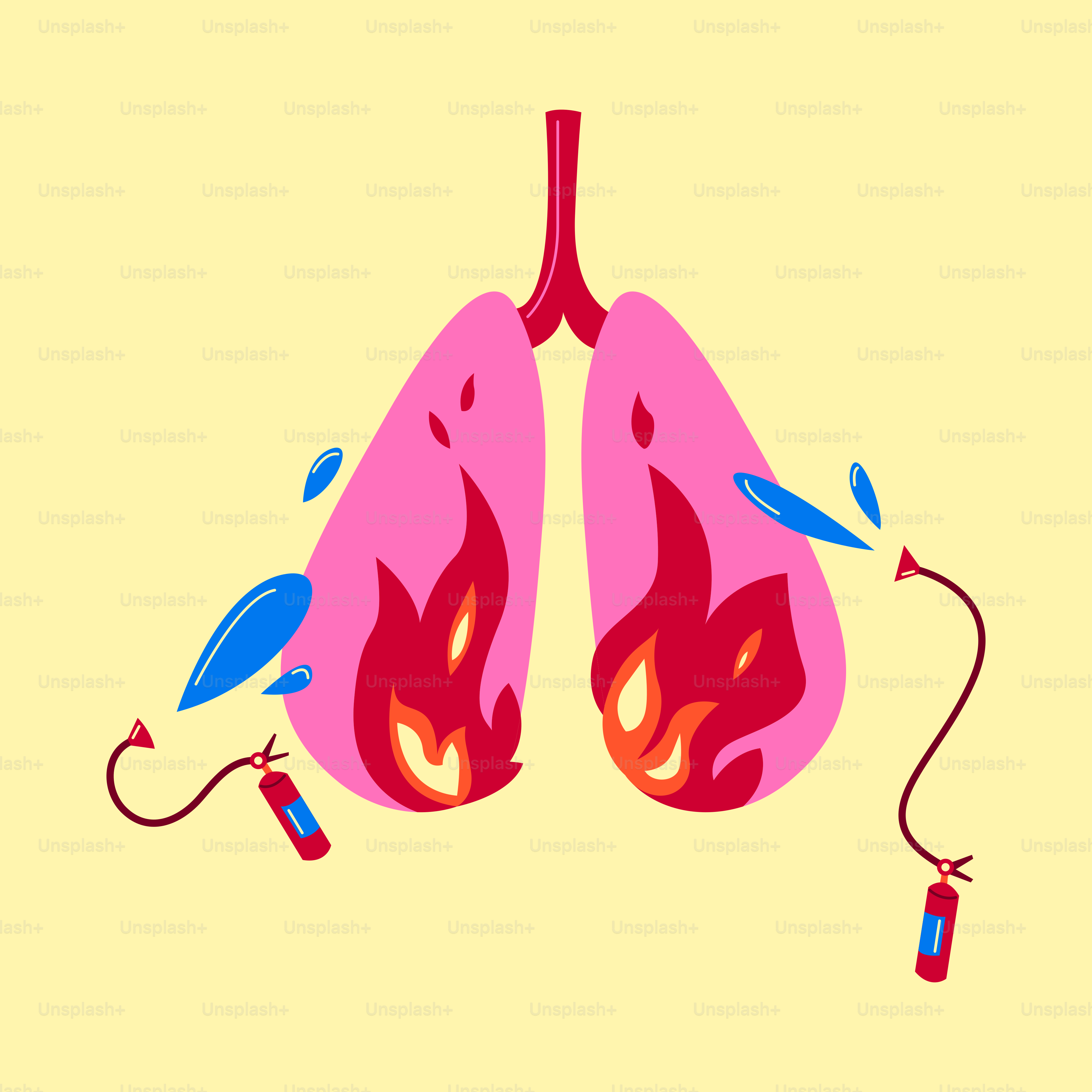 Un disegno di un polmone con un ago collegato