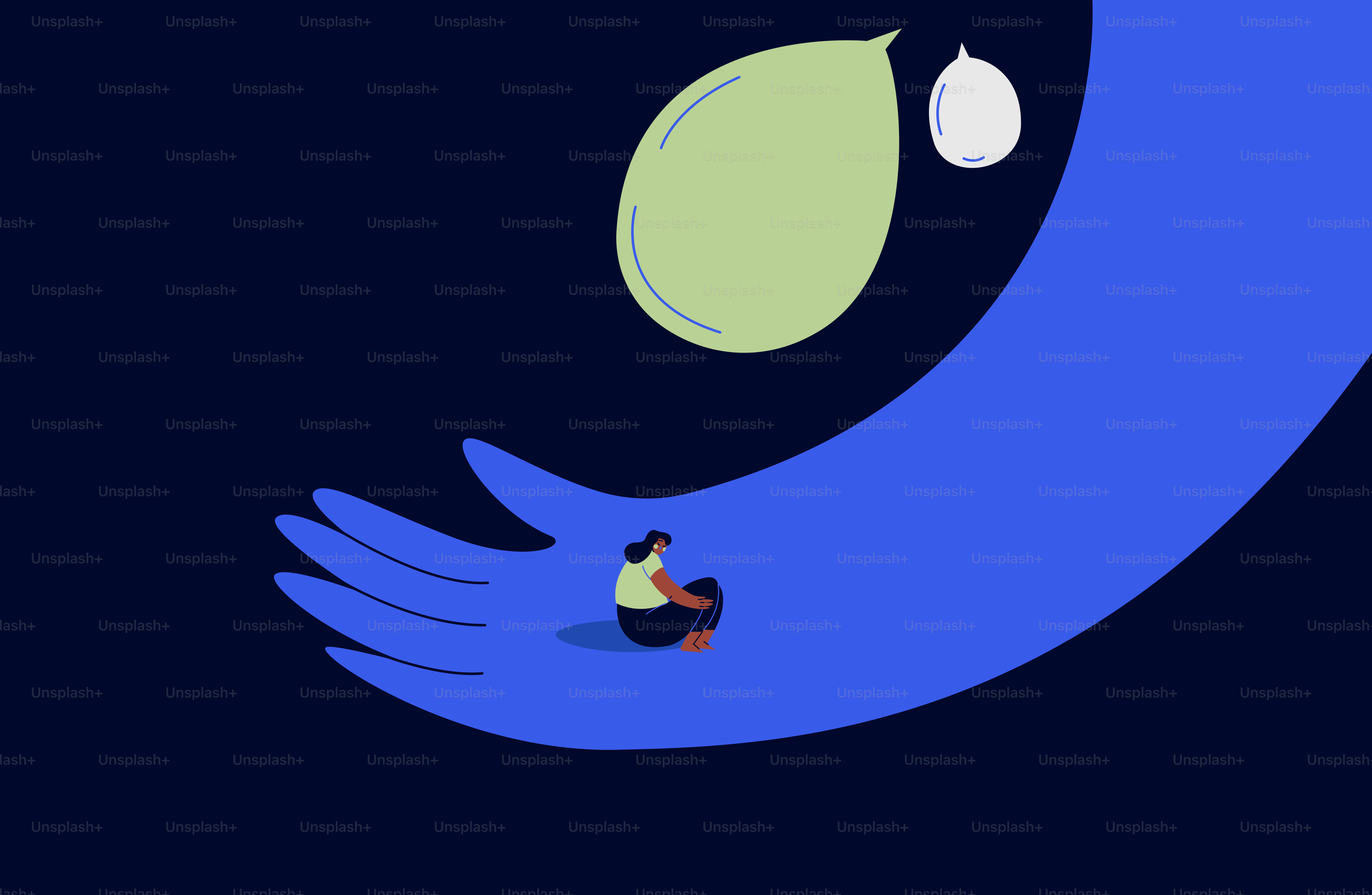 Un uccello blu con una persona seduta sulla schiena