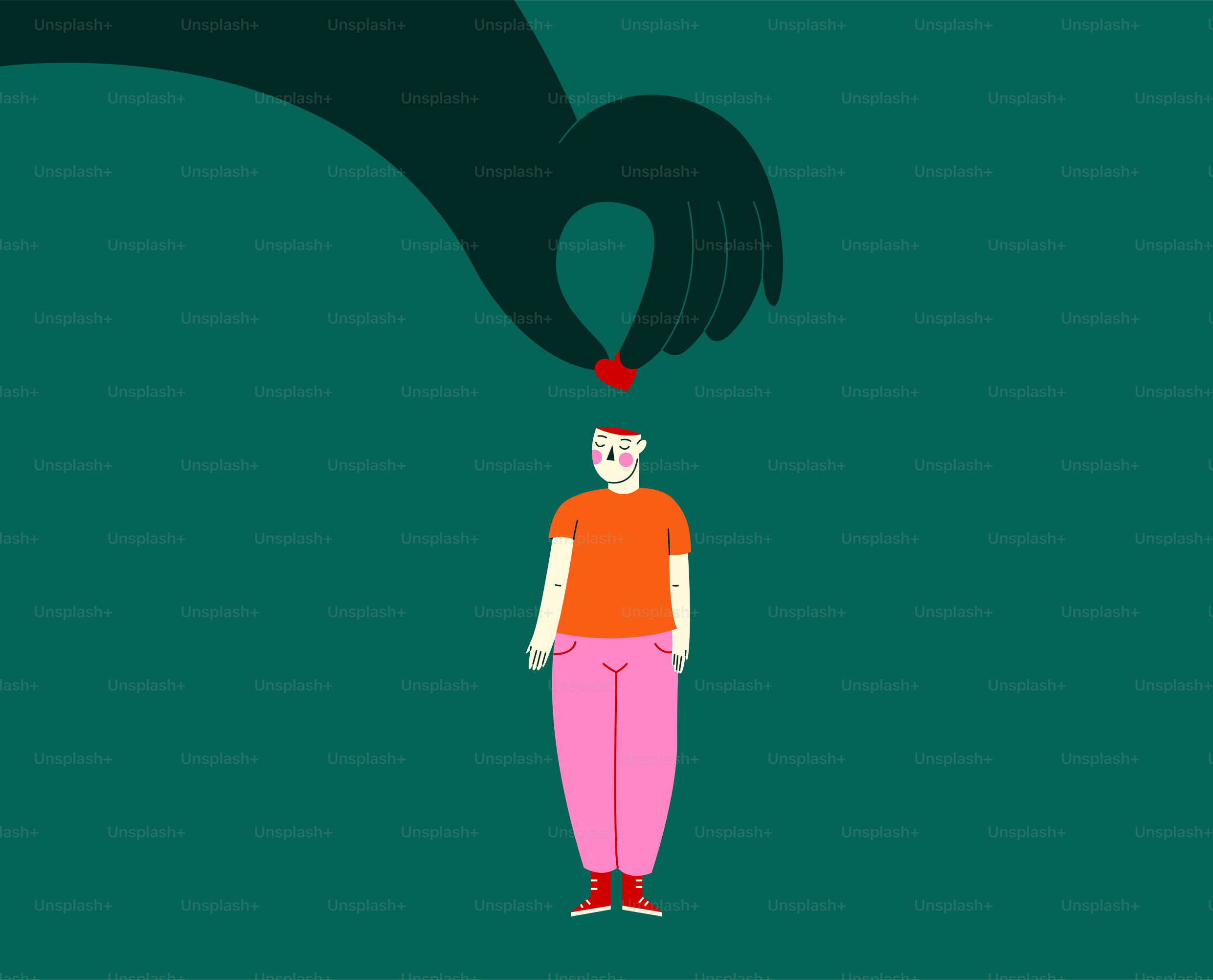 Una persona in piedi davanti all'ombra di una mano