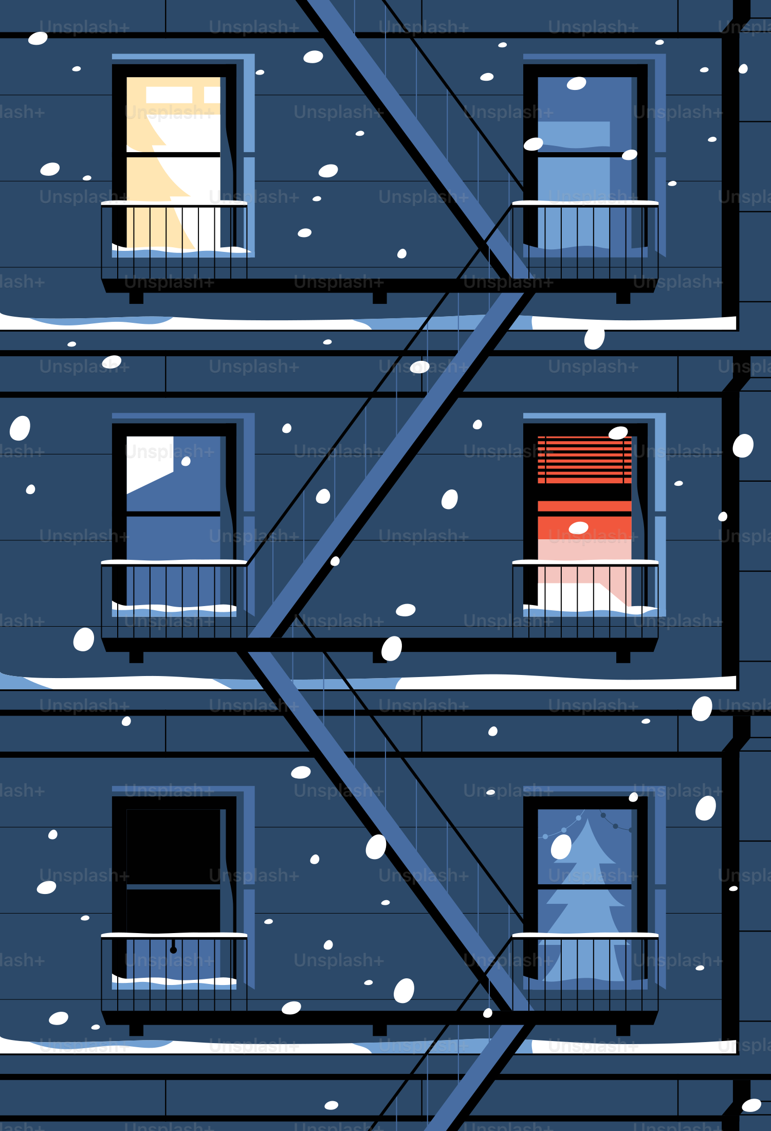 A picture of a building in the snow
