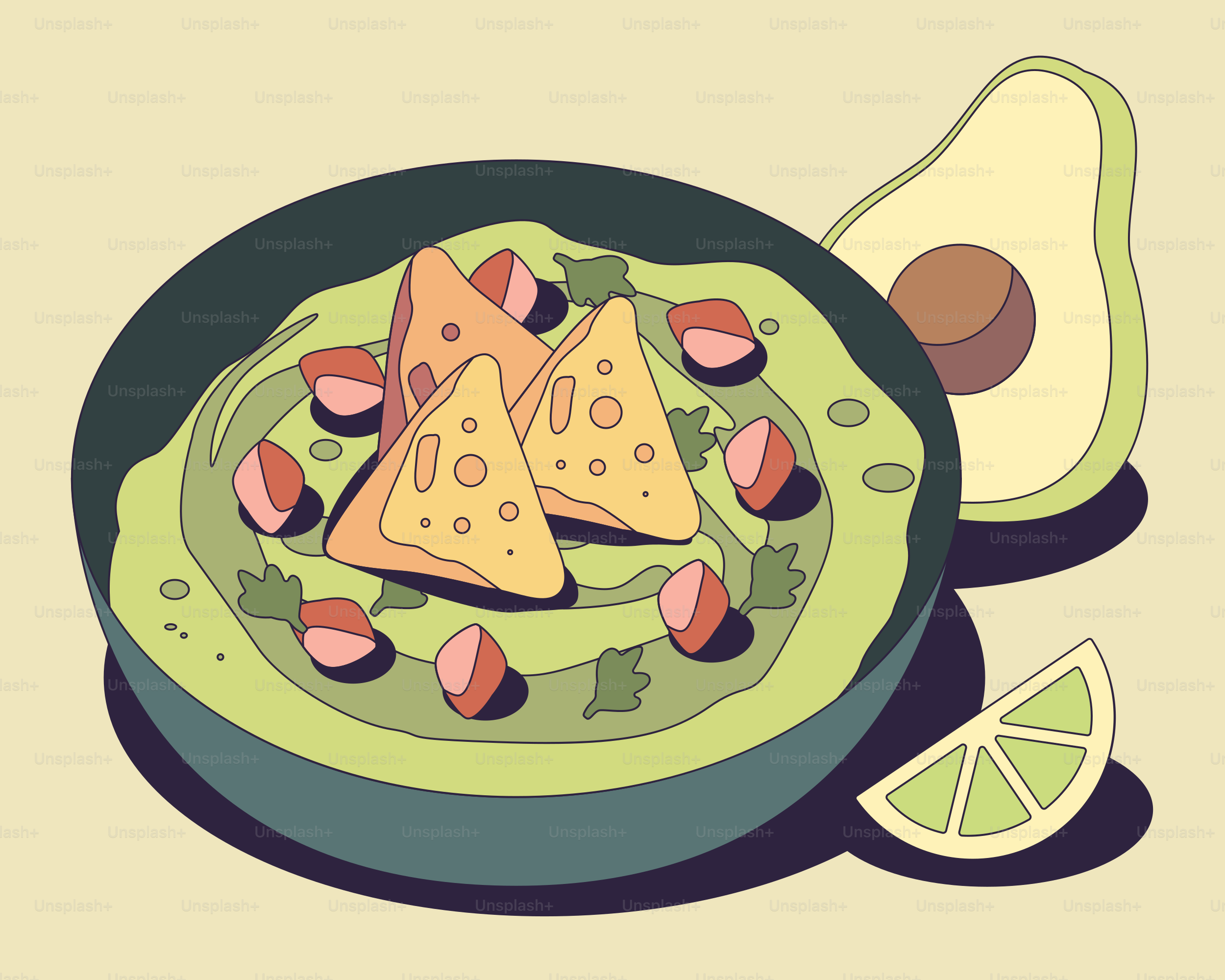 Ein Teller mit Essen mit Avocado und Käse