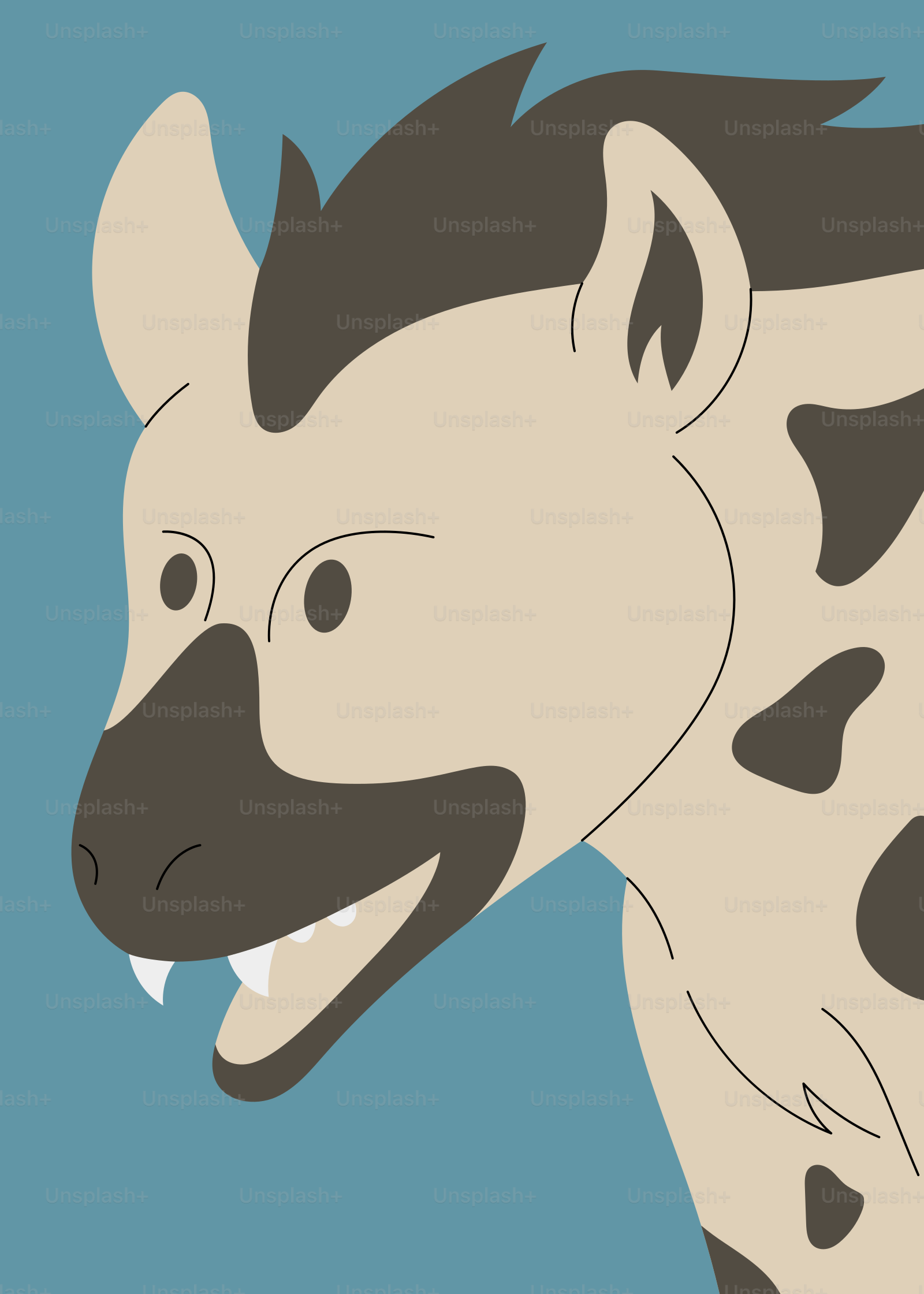 Ein Bild von einer Giraffe mit einem breiten Lächeln im Gesicht