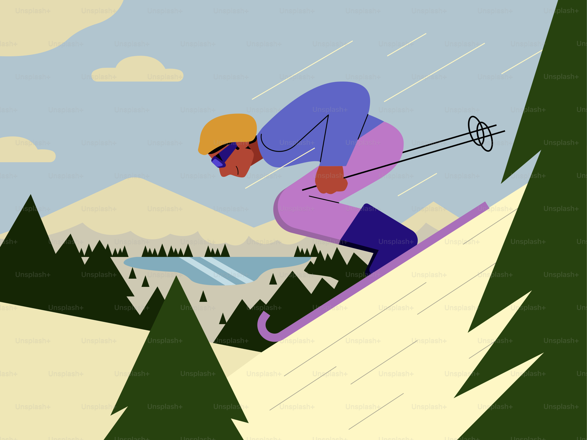A man riding a snowboard down a snow covered slope