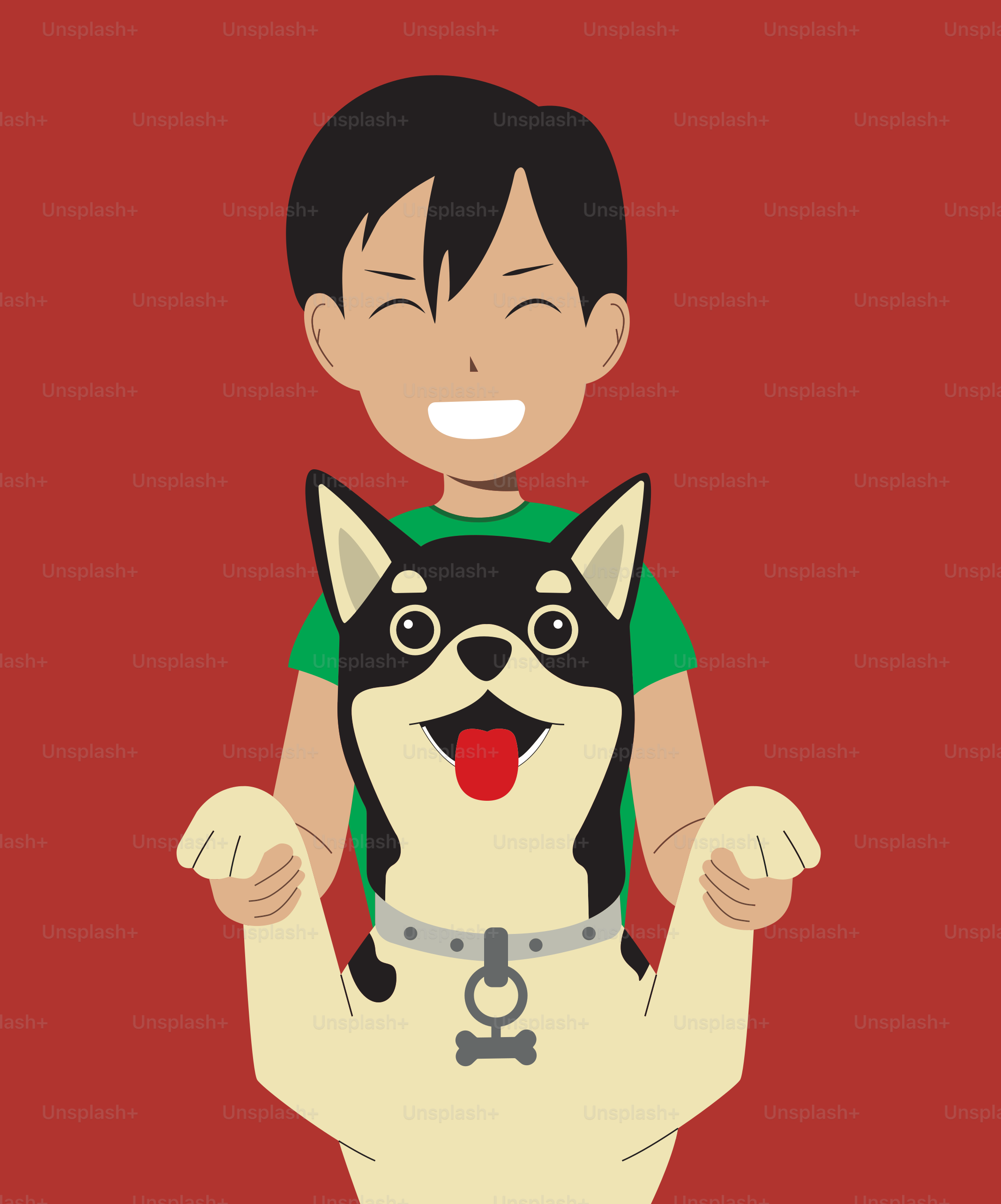 A boy riding on the back of a dog